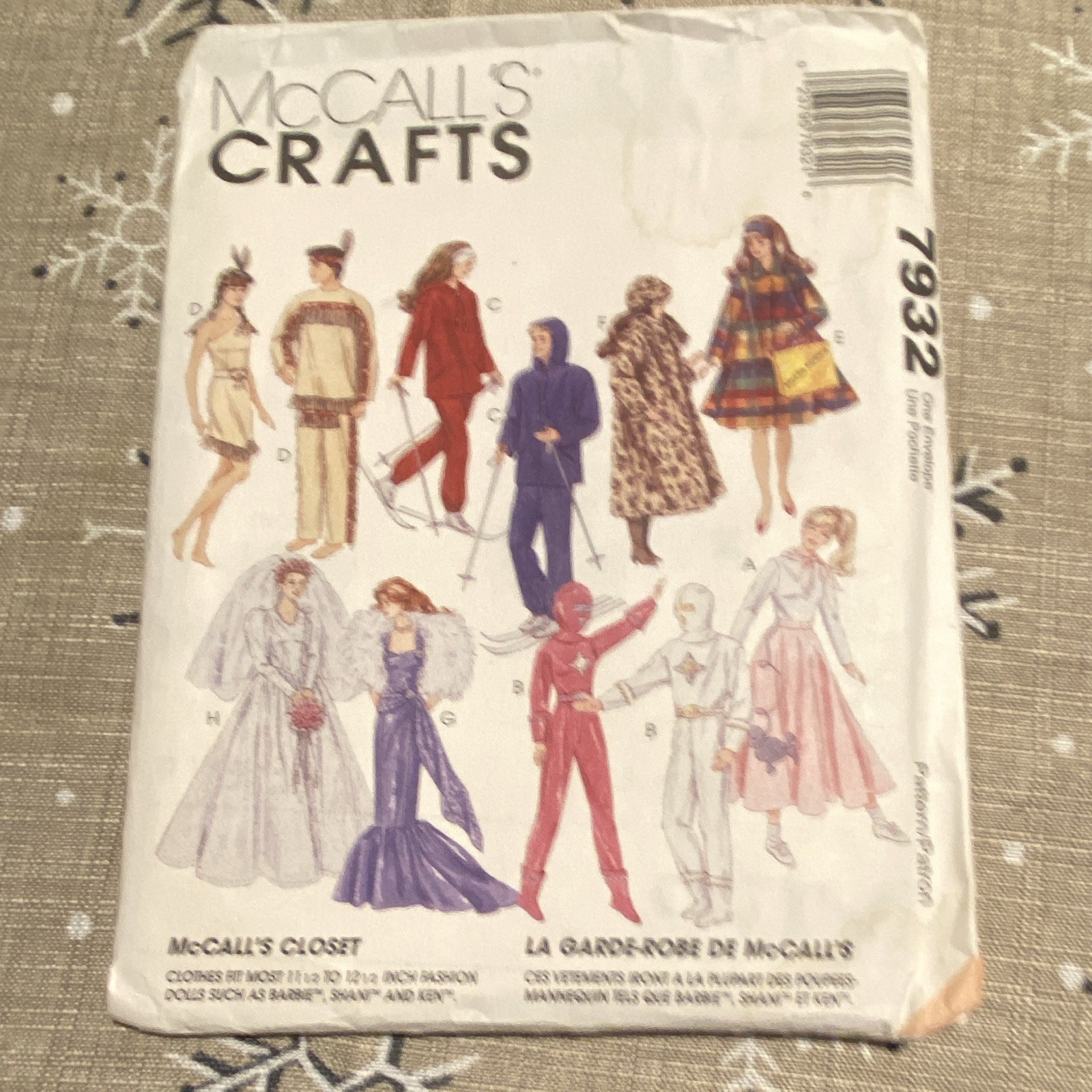 LOT - Vintage Barbie Doll Clothes Sewing Patterns - McCall's 1990’s 