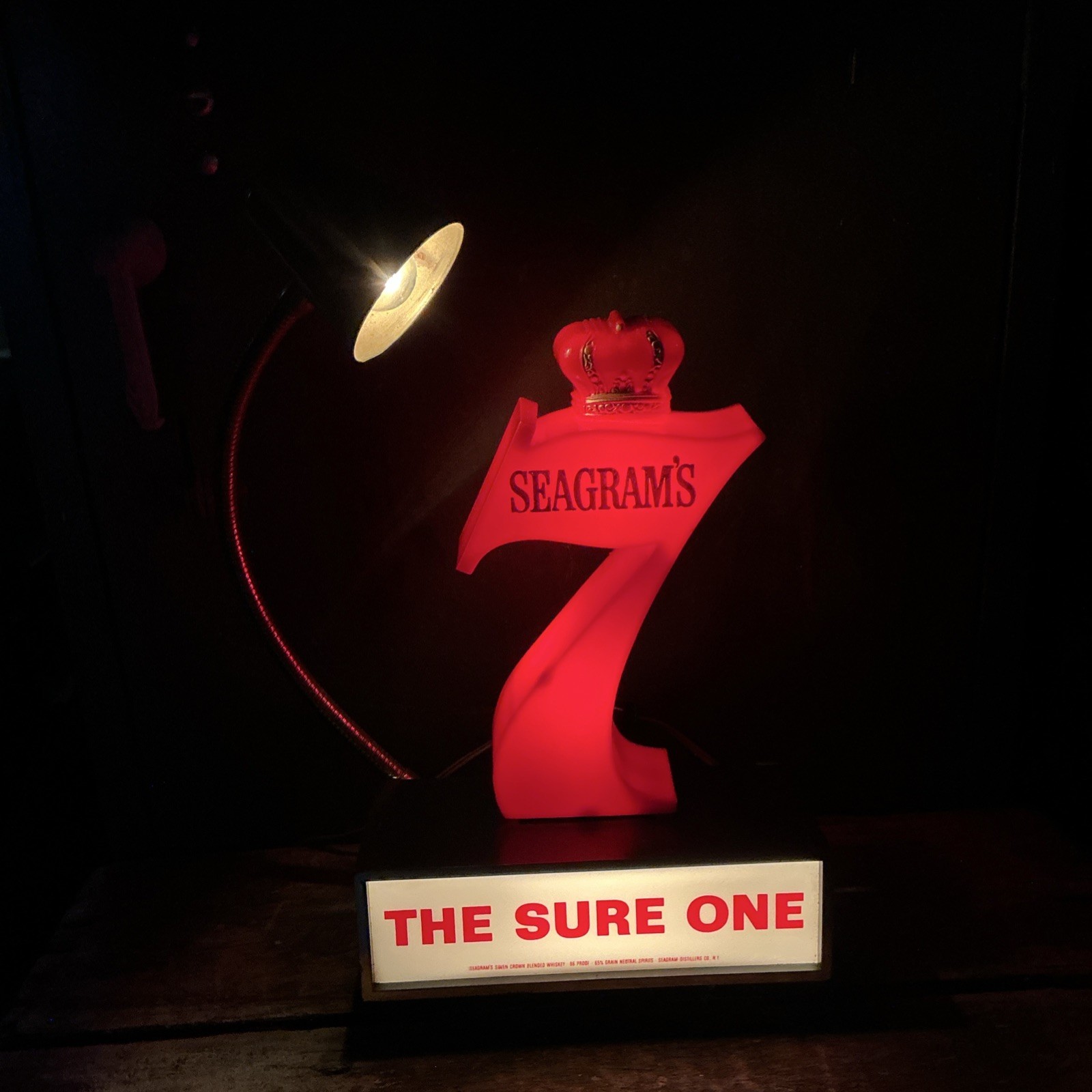 Seagram\'s 7 Lighted Distillery Advertising Sign Red Black Gold White Original
