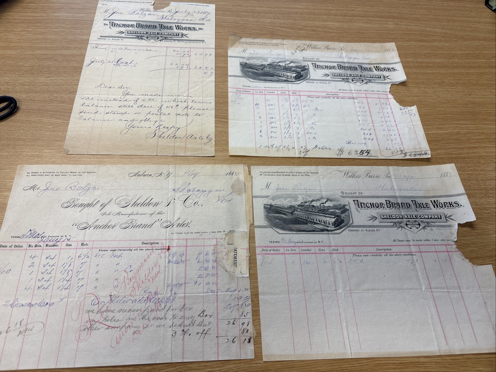 Vintage Paper Billhead Lot Sheldon Axle Wilkes-Barre Pennsylvania 1887 Ephemera Vintage Paper Billhead Lot Sheldon Axle Wilkes-Barre Pennsylvania 1887 Ephemera