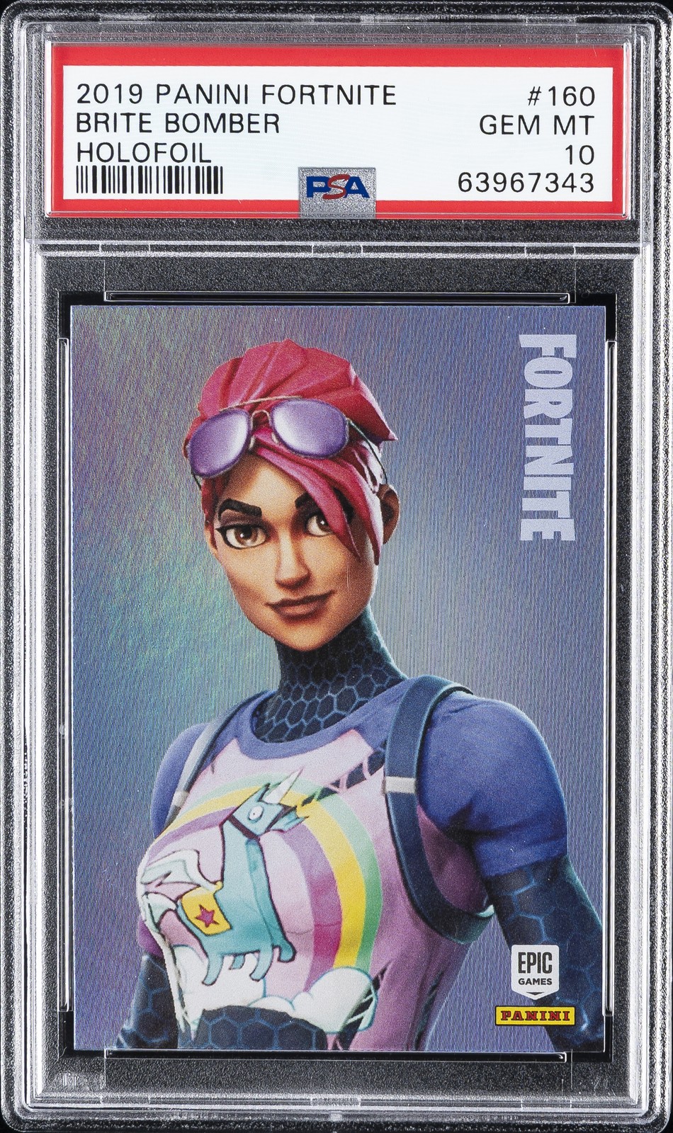 2019 PANINI FORTNITE HOLOFOIL USA BRITE BOMBER #160 PSA 10
