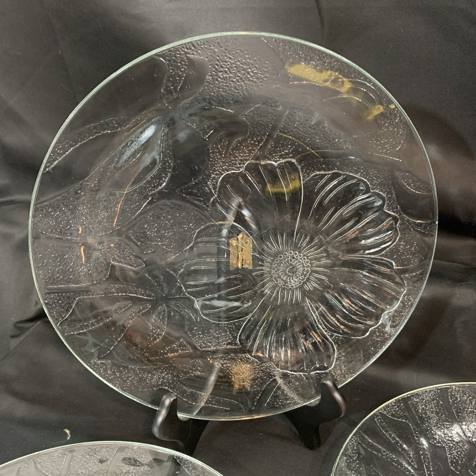 6 - Hibiscus Blossom Dinner Plate KIG Indonesia clear textured glass plate 10