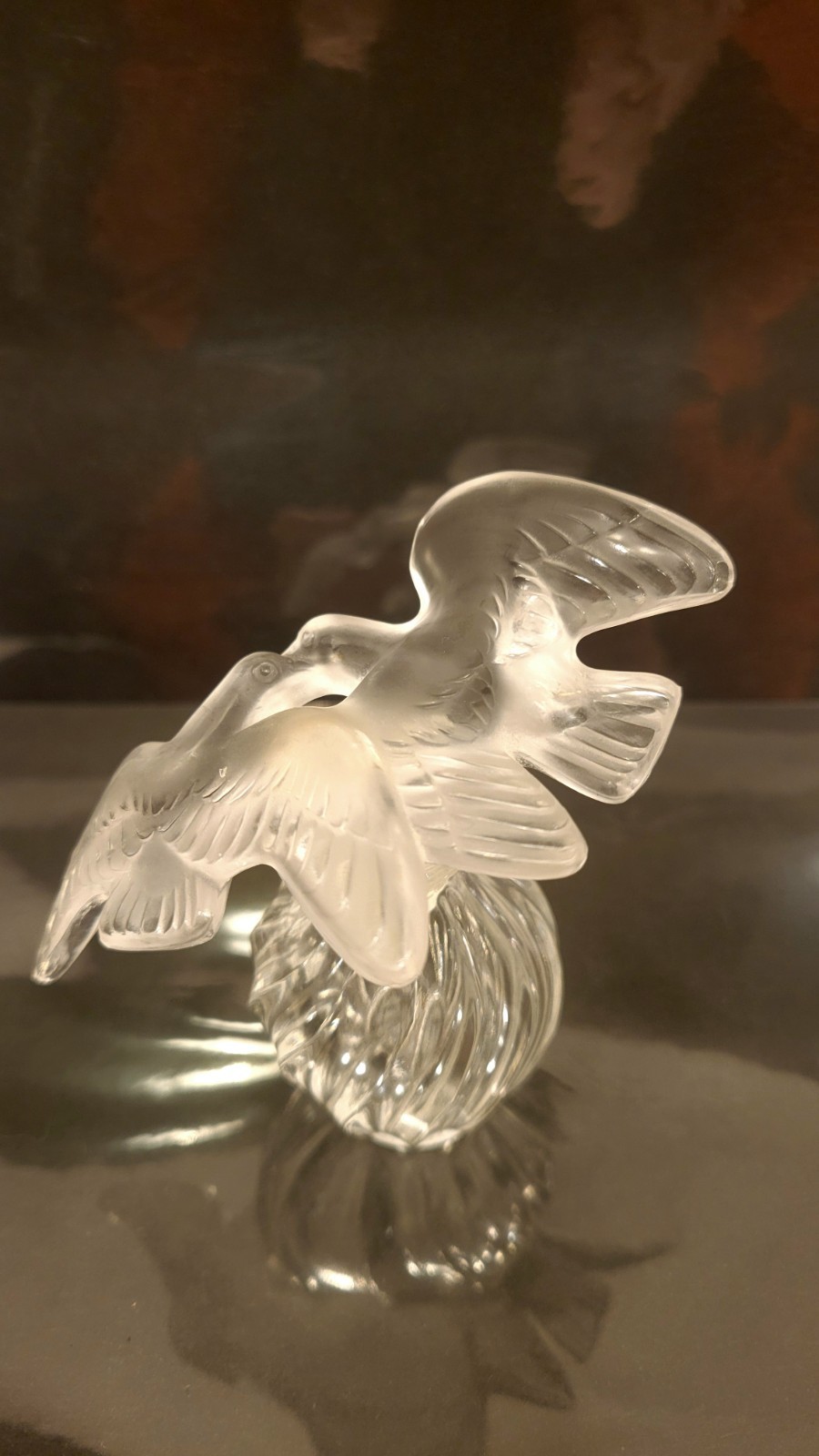 VTG Nina Ricci LALIQUE L’air Du Temps Perfume Bottle Frosted Glass Doves Birds