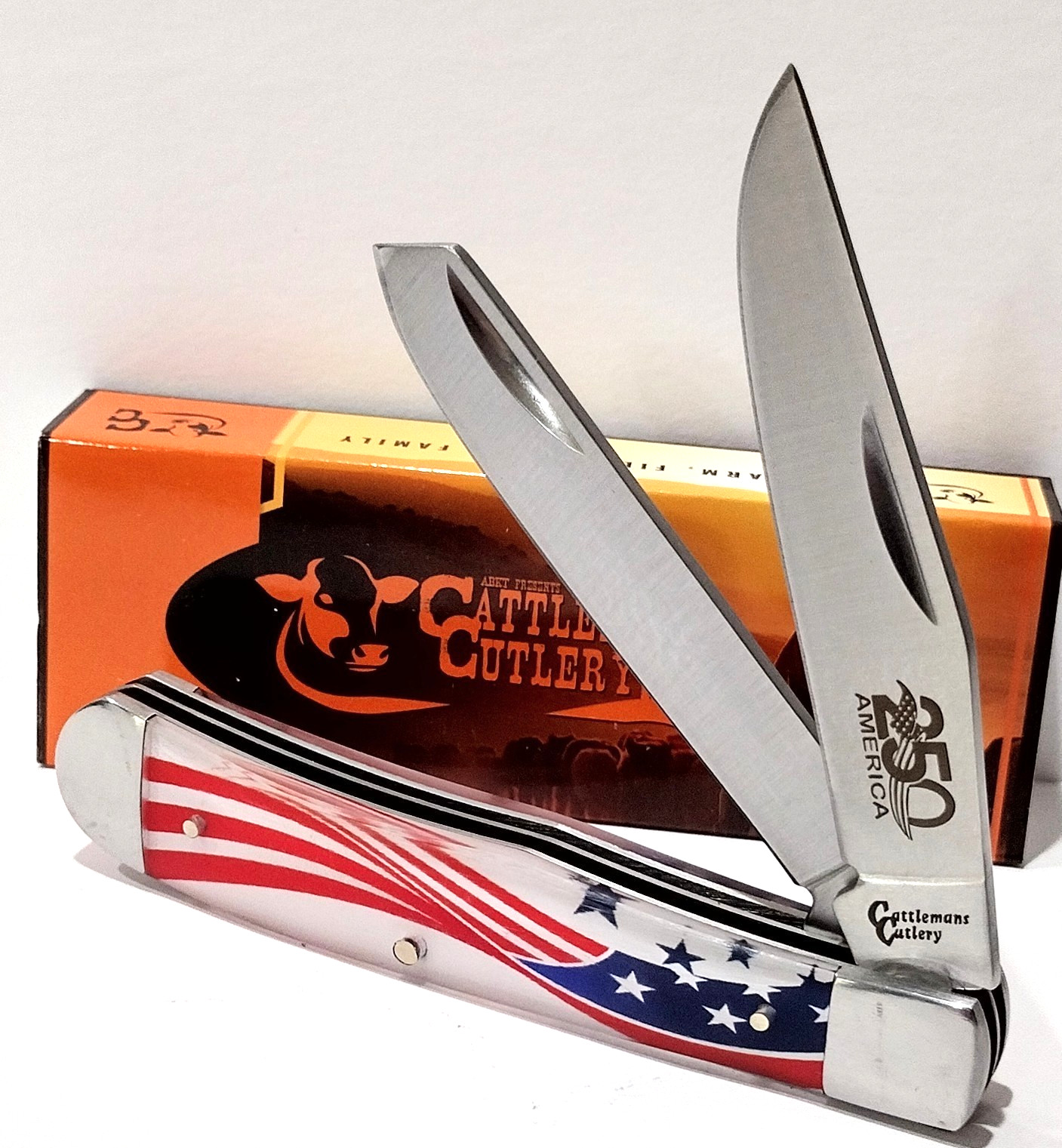 Cattleman's Cutlery USA America 250th Anniversary 2 Blade Trapper Pocket Knife