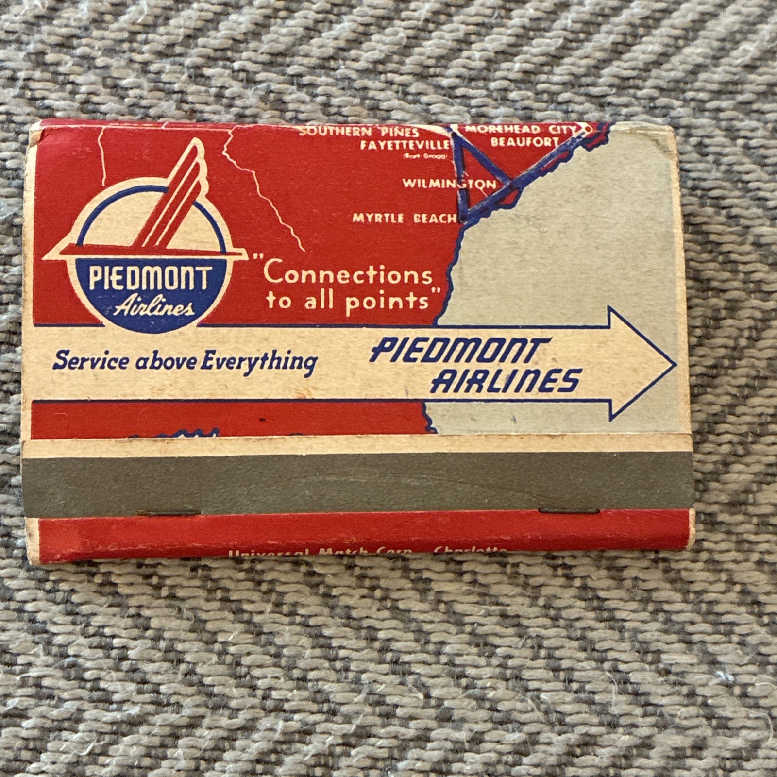 VTG Piedmont Airlines Advertising Matchbook Route Of The Pacemakers