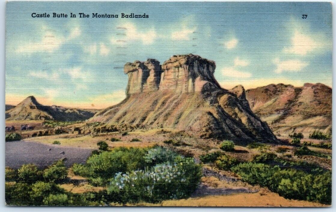 Postcard - Castle Butte in the Montana Badlands, USA