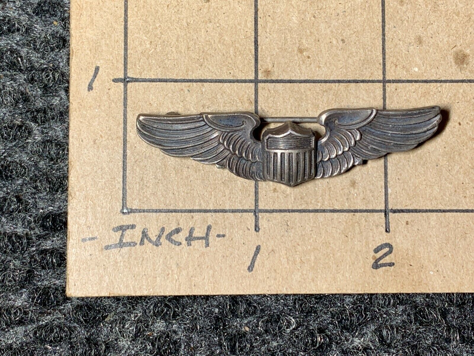 ☆ WWII US Army Air Corps pilots wings pin-back AMICO Sterling marked ☆1216