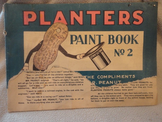 Planters Paint Book #2 1929 Peanut Mr. Peanut Vintage