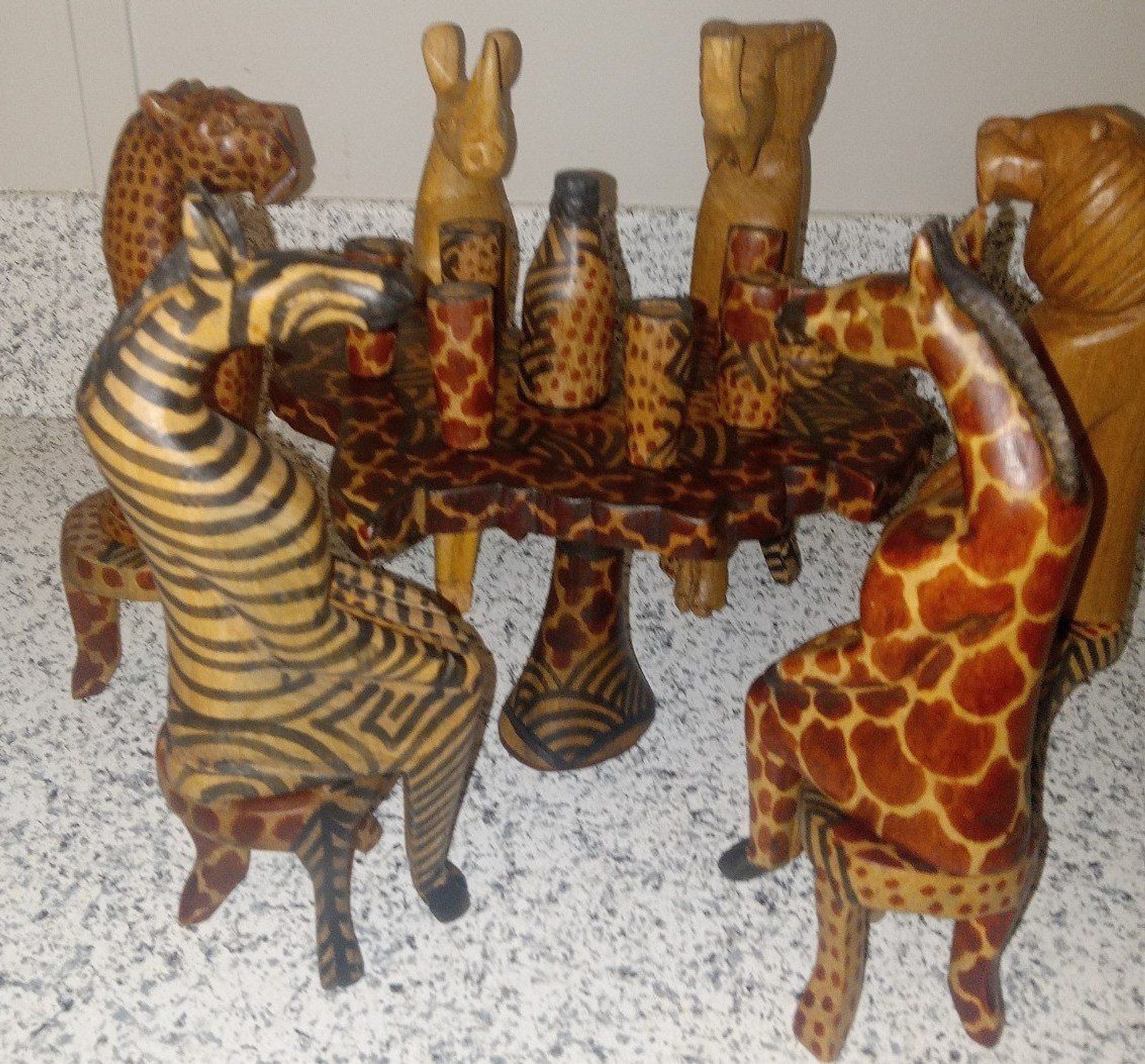 Vintage 19 piece Kenyon carved Party Animals set