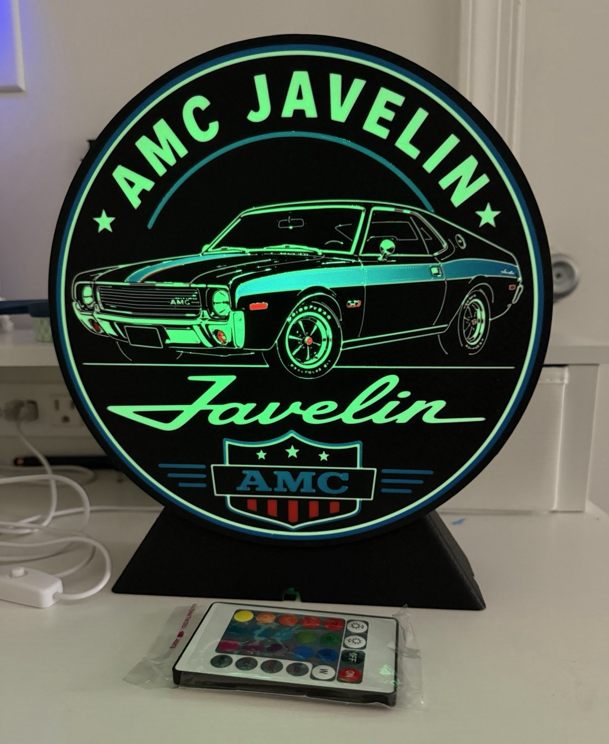 AMC Javelin LED Light-Up Collectible Sign Plaque Lamp w/ Color Change Remote