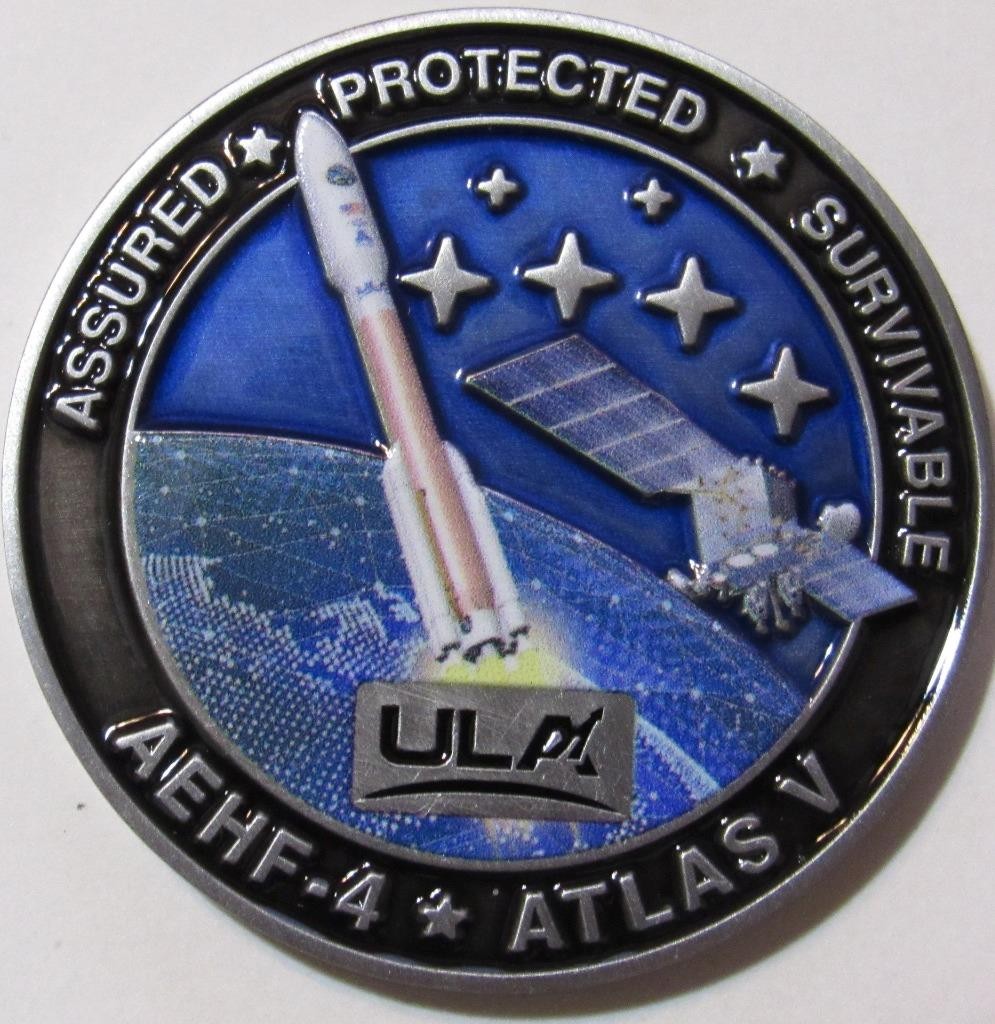 ORIGINAL ULA AEHF-4 ATLAS V VEHICLE SPACE MISSION SUCCESS COIN