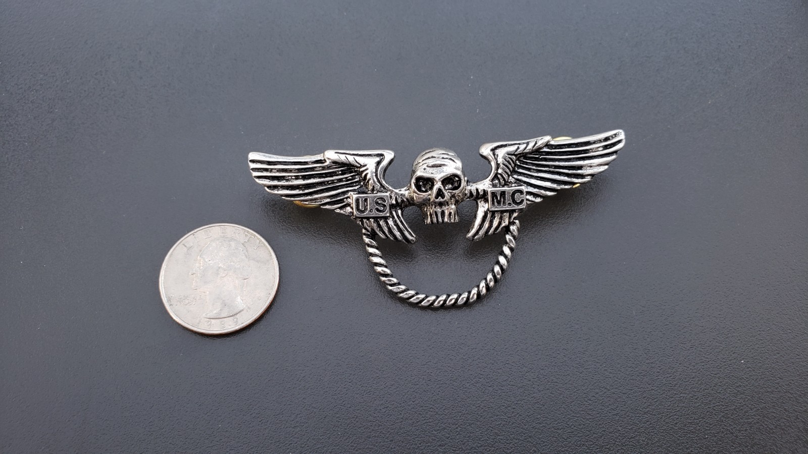 GUARDIAN BIKER PIN-Skull Wings Design LOCKING BACK  VEST JACKET motorcycle