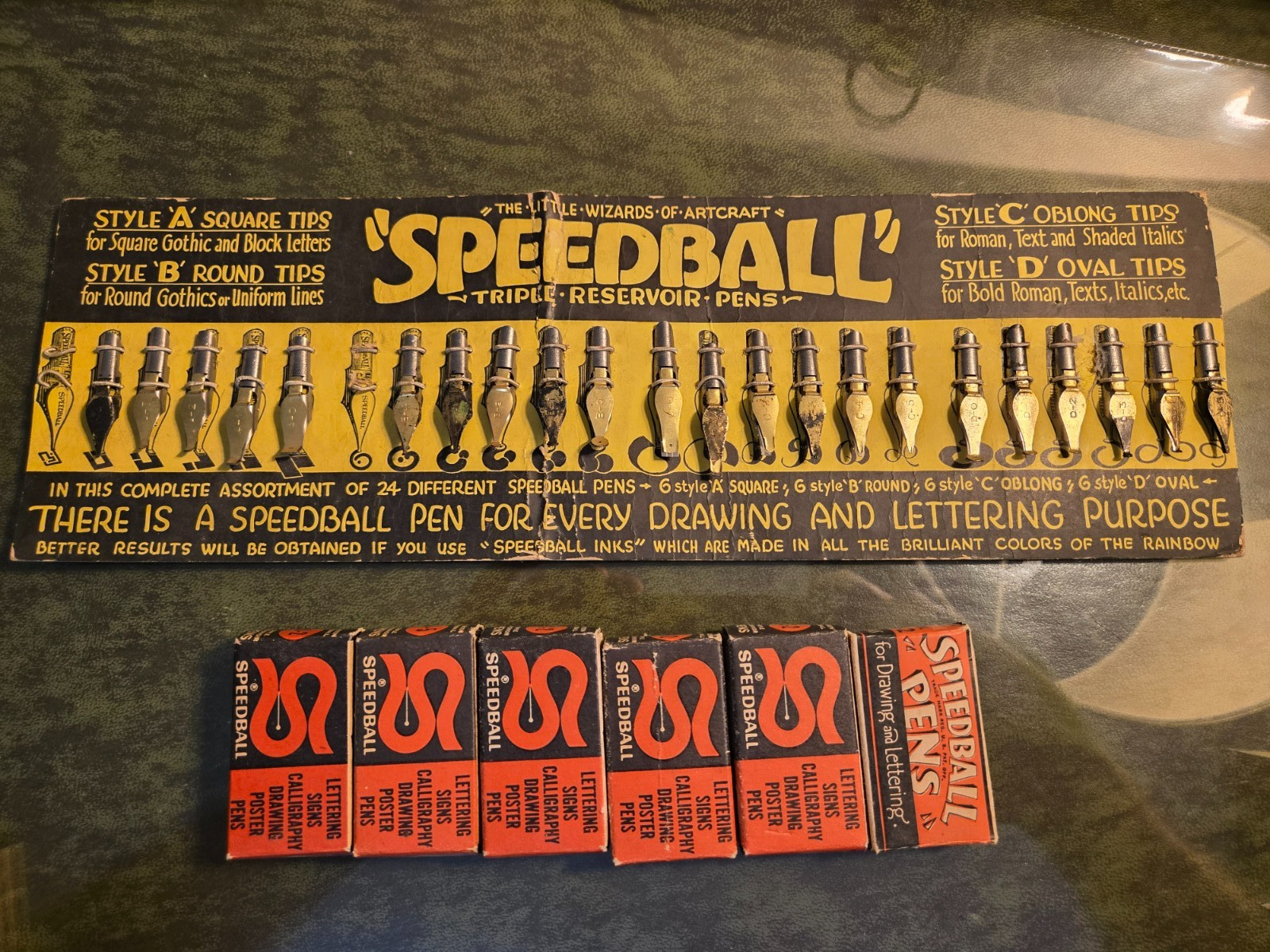 Vintage calligraphy Speedball Pen Nib Collection drawing set