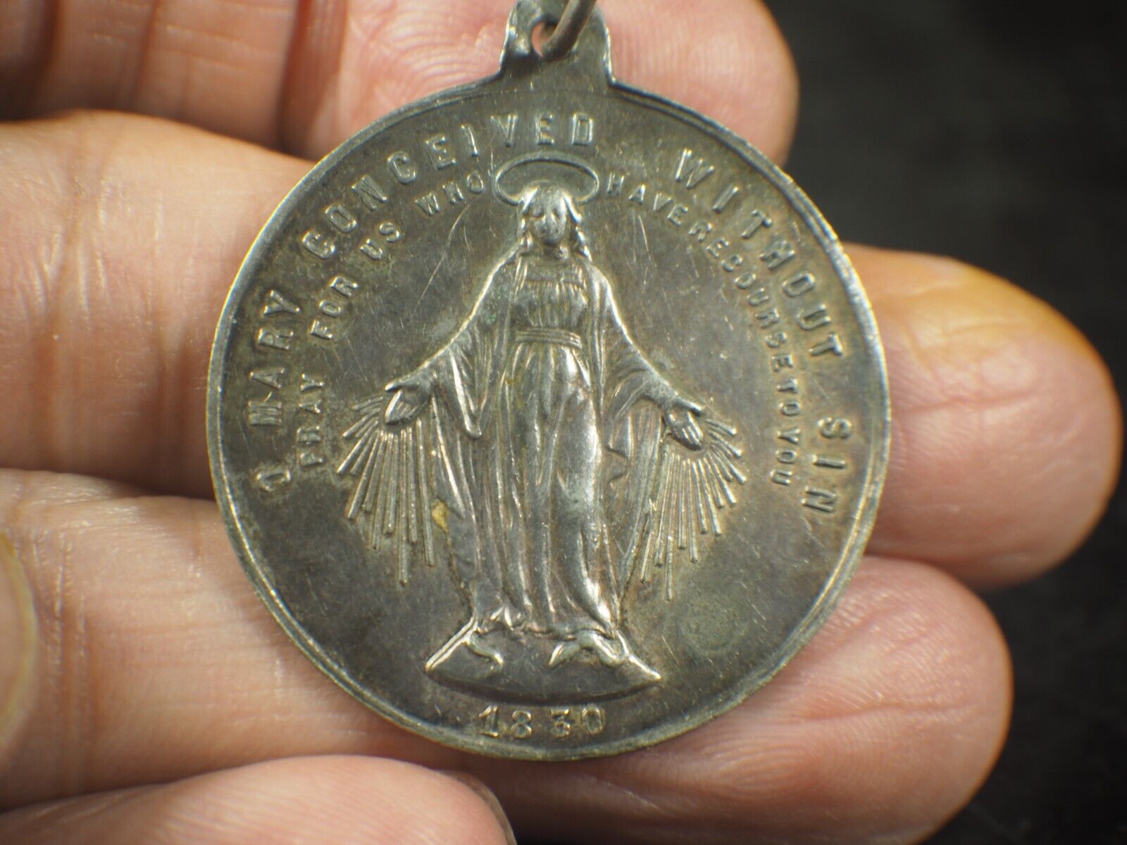 1830 Antique Solid Silver Congregation of the Children of Mary Medallion Pendant