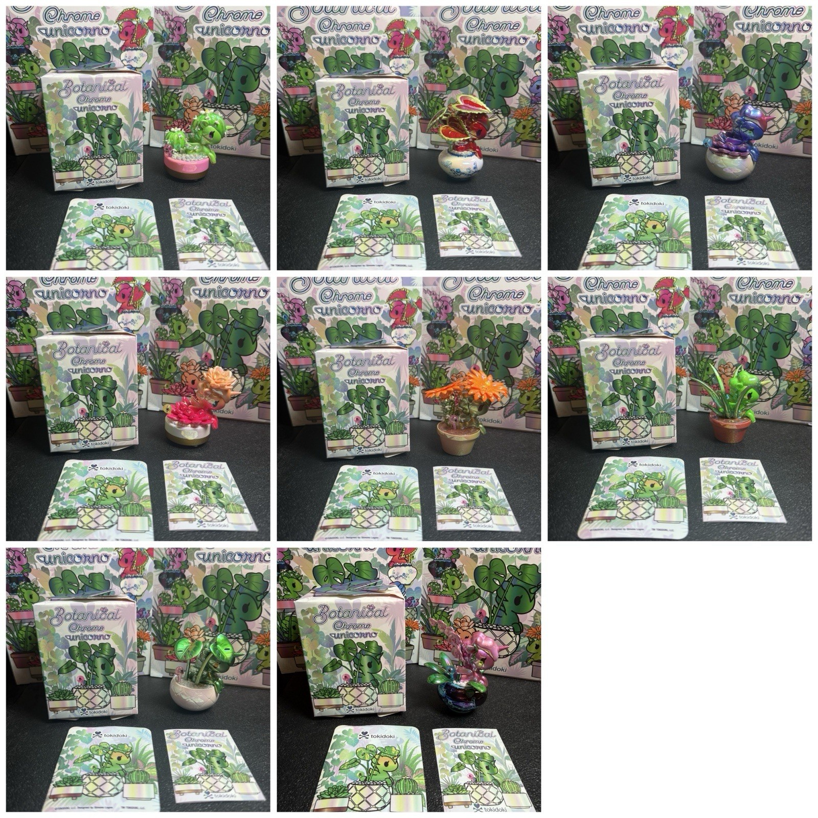 Tokidoki - Botanical Chrome Unicorno - FULL SET of 8 w/ Boxes (RETAIL PRICING)