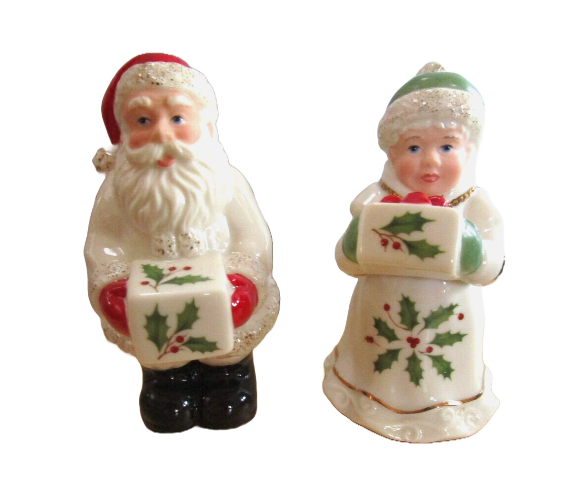 Vintage Lenox Holiday Santa and Mrs. Claus Salt and Pepper Set