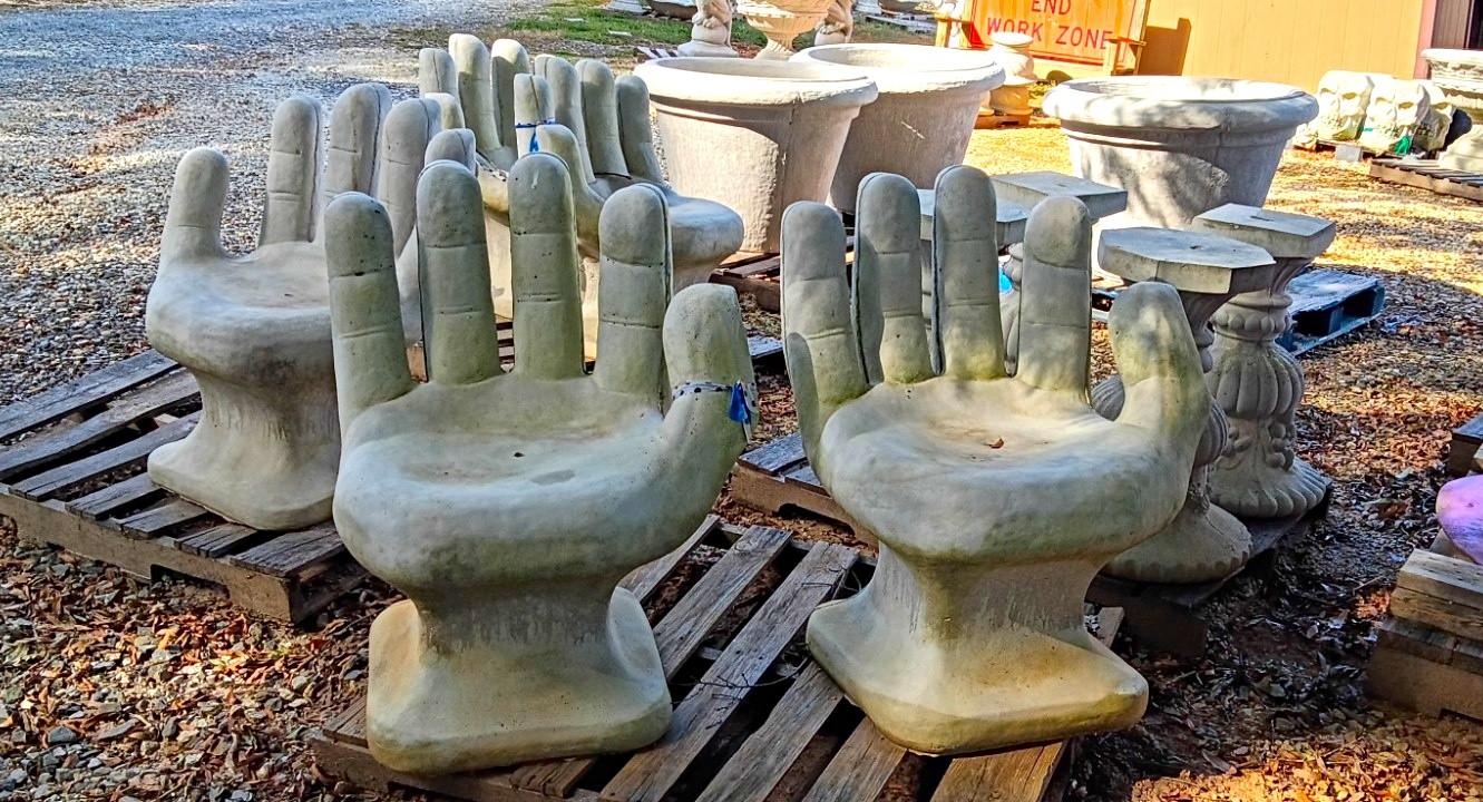 Large Gray Concrete Hand Sculpture Outdoor Garden Yard Art Statue