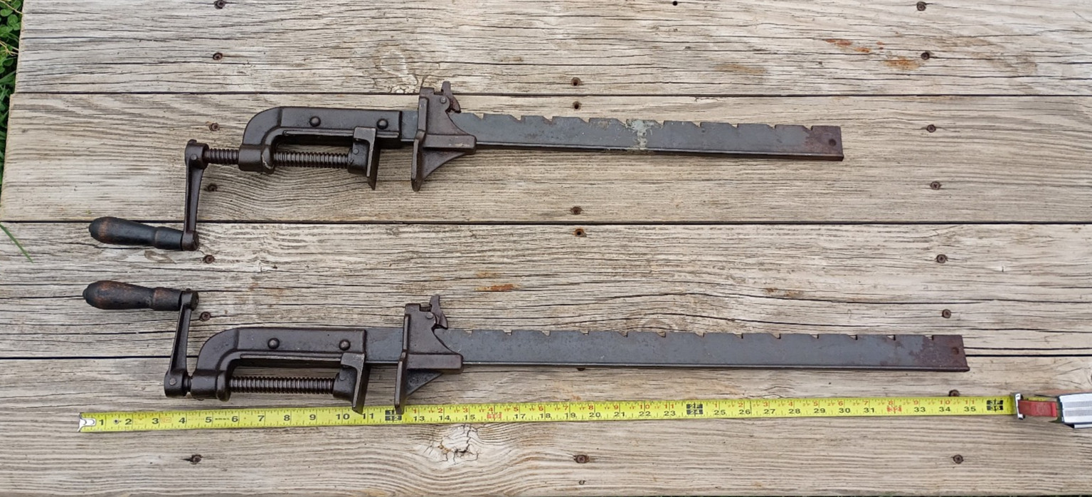 2pc Vintage Hand Crank Bar Clamp Tools 2pc Vintage Hand Crank Bar Clamp Tools