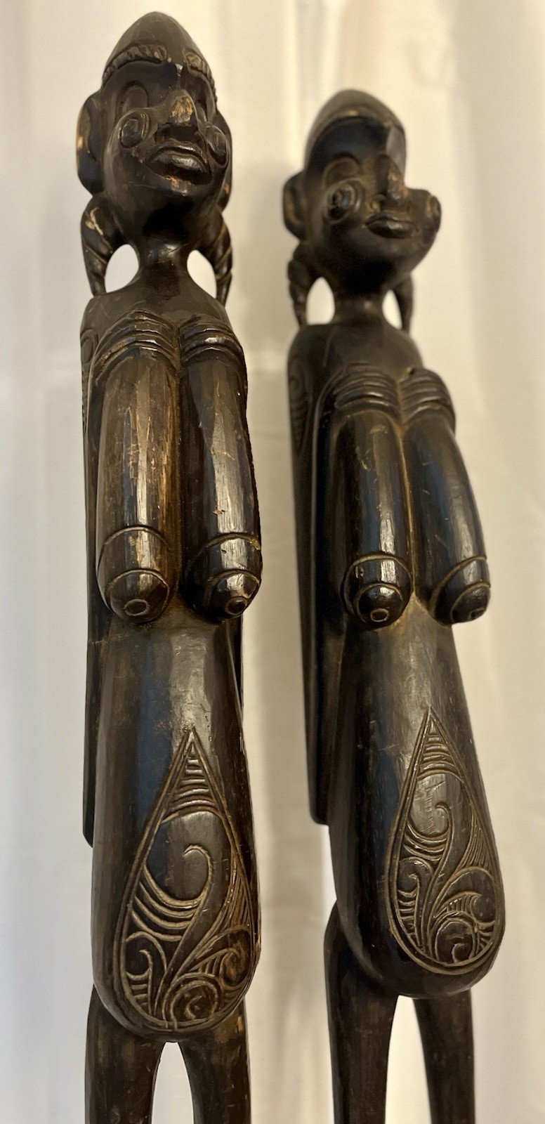 Pair Hand Carved West African/Baule Fertility Goddess Statues APPRAISAL $2400-3K
