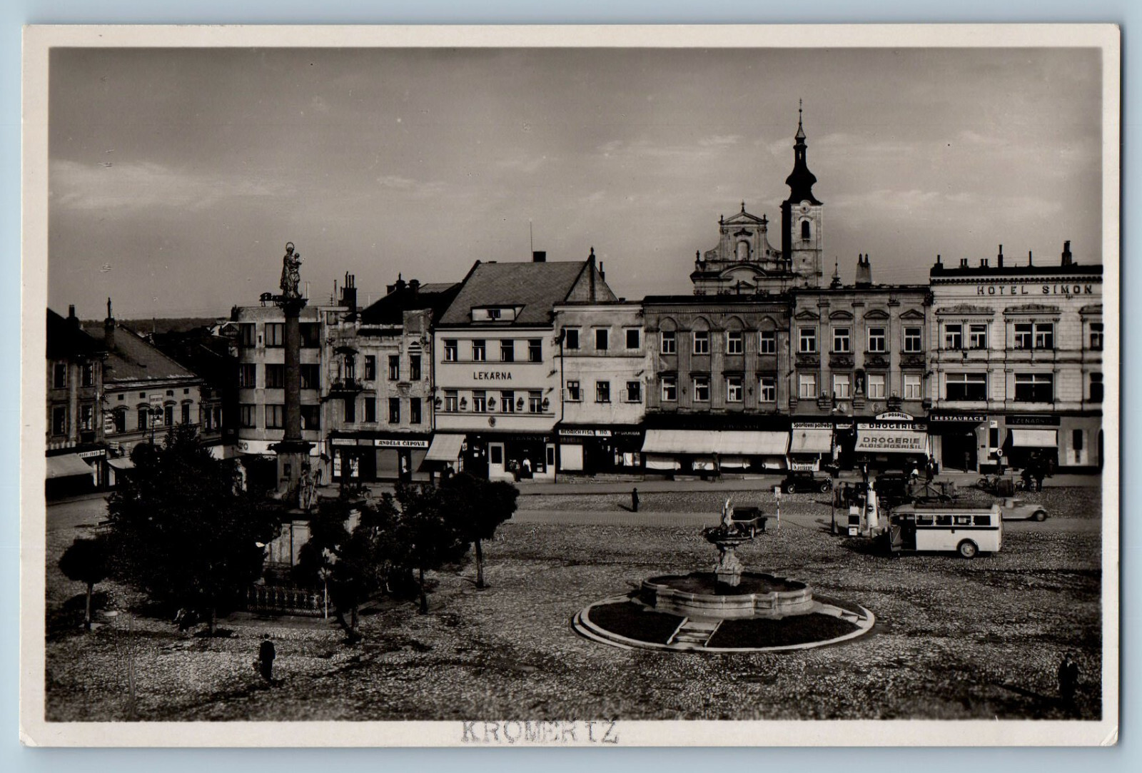 Ziln Czech Republic Postcard Kromeriz Masarykovo Namesti c1950's RPPC Photo