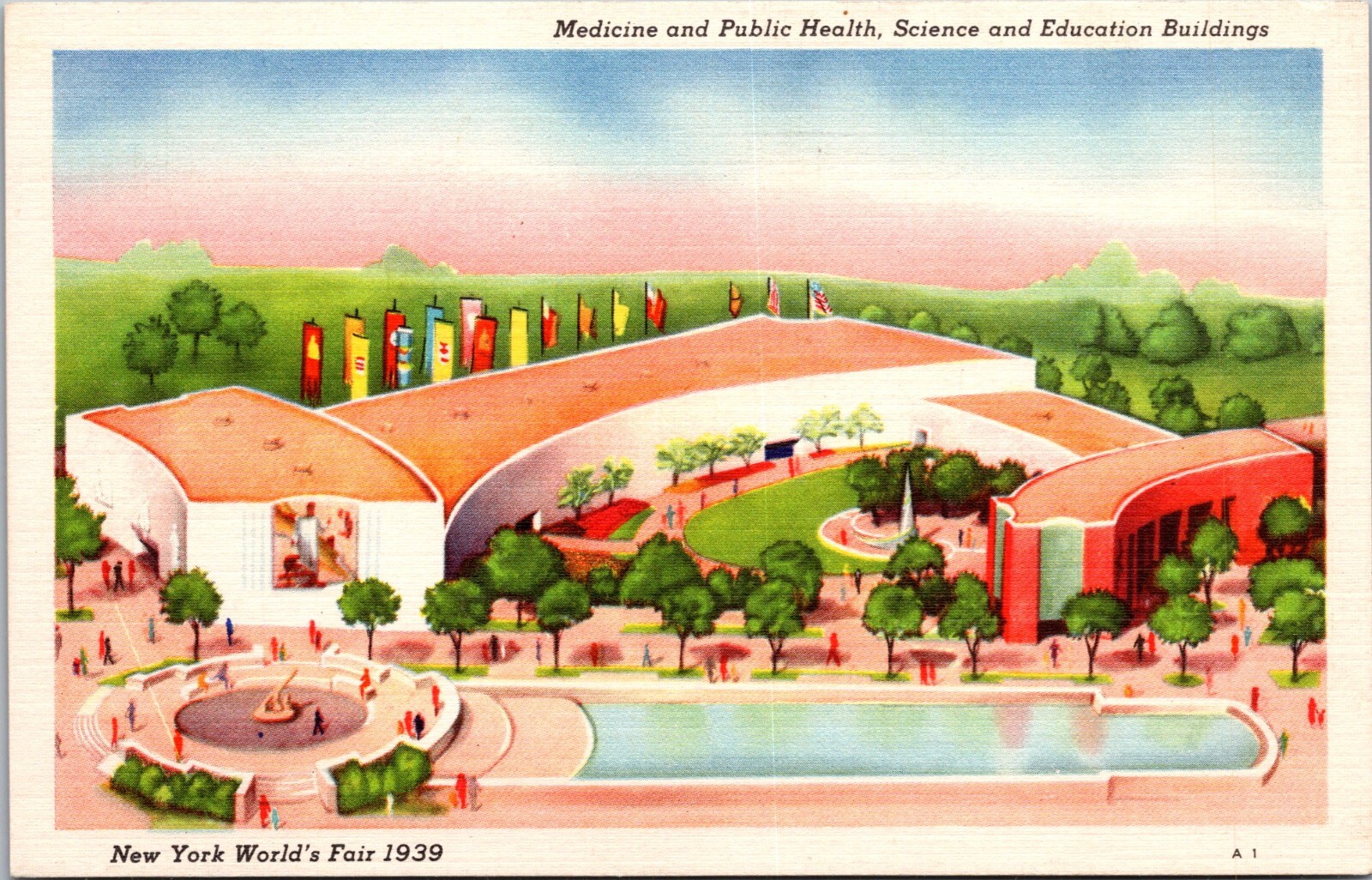 1939 New York World\'s Fair  Medicine & Public Health Science  Building Postcard