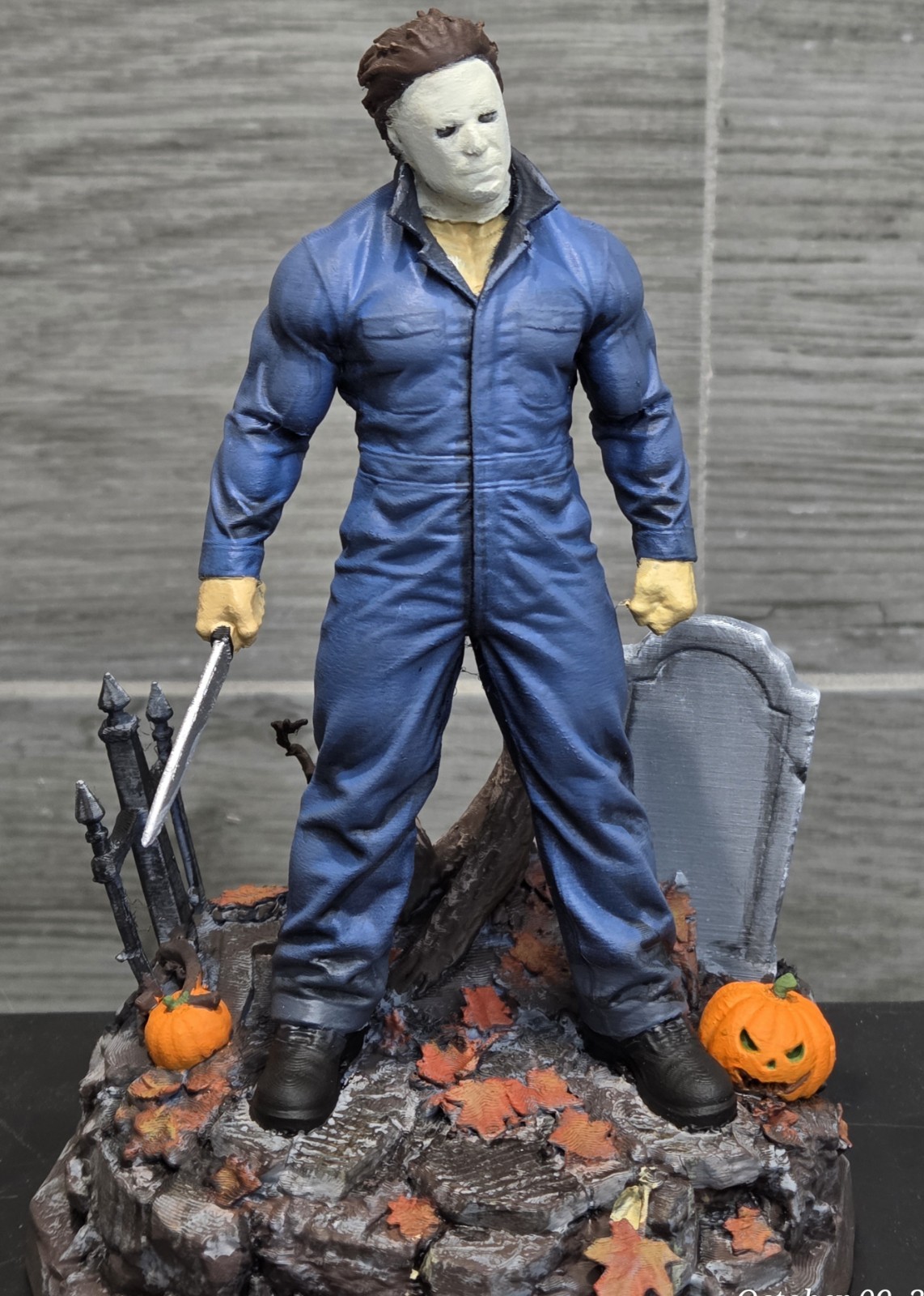 ​Custom Hand Painted Michael Myers Figure Statue Halloween Graveyard Display 8”