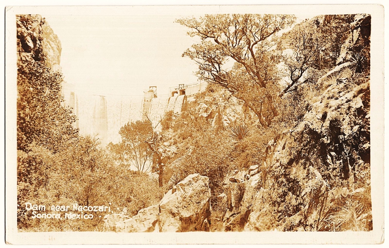 real photo Dam Near Nacozari Sonora Mexico antique postcard RPPC