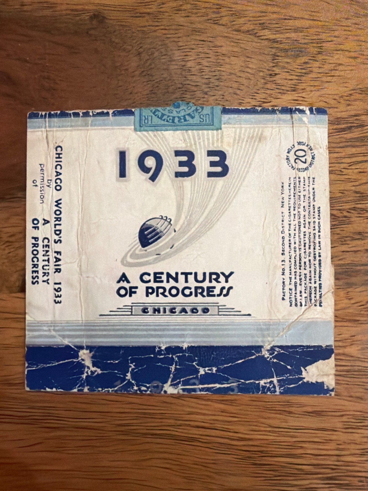 1933 Century of Progress Chicago World's Fair Souvenir Cigarette Wrapper