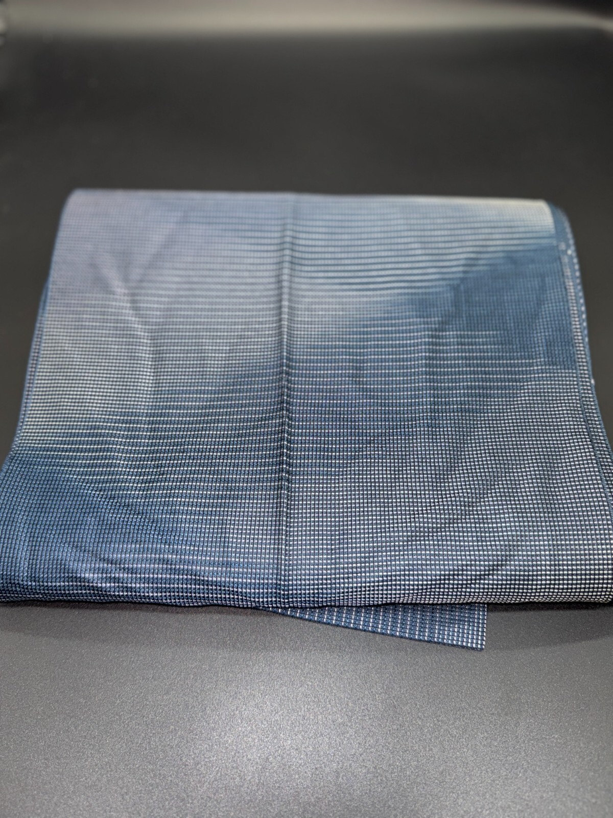 Japanese Hakata Weave Cotton Nagoya Obi in Gradient Blue, Made in Japan