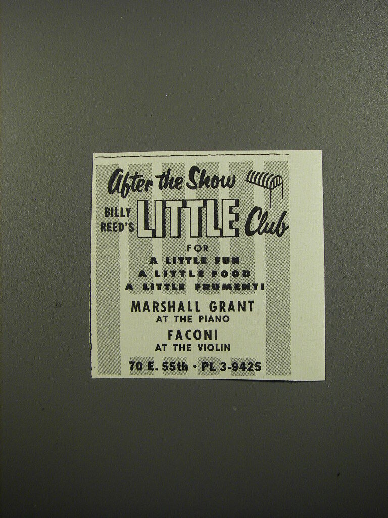 1953 Billy Reed\'s Little Club Ad - Marshall Grant at Piano Faconi at violin