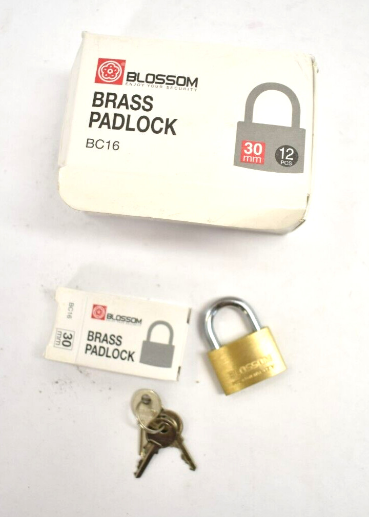 Lot of 12 Blossom Brass Padlocks Mini Side w Keys BC16 30mm Keyed Differently