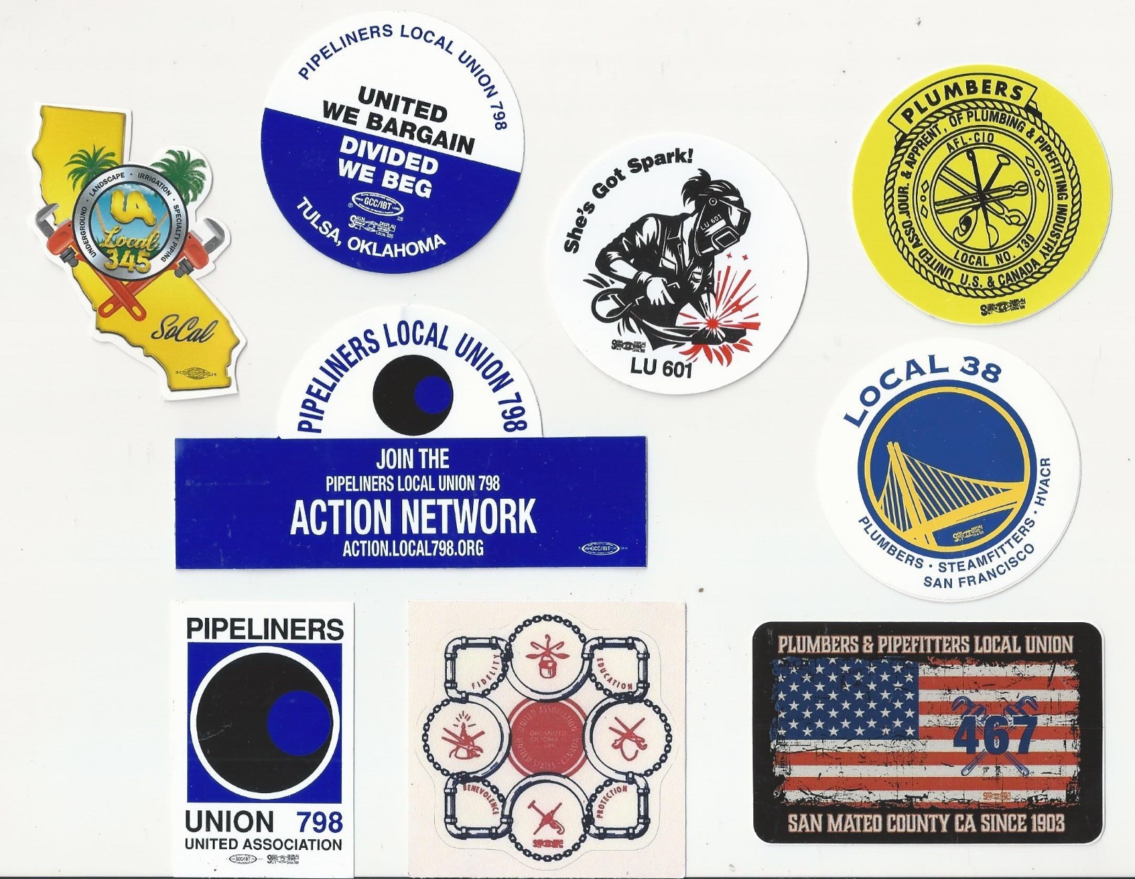 UA PLUMBERS PIPEFITTERS STEAMFITTERS UNITED ASSOCIATION USA Local STICKER LOT
