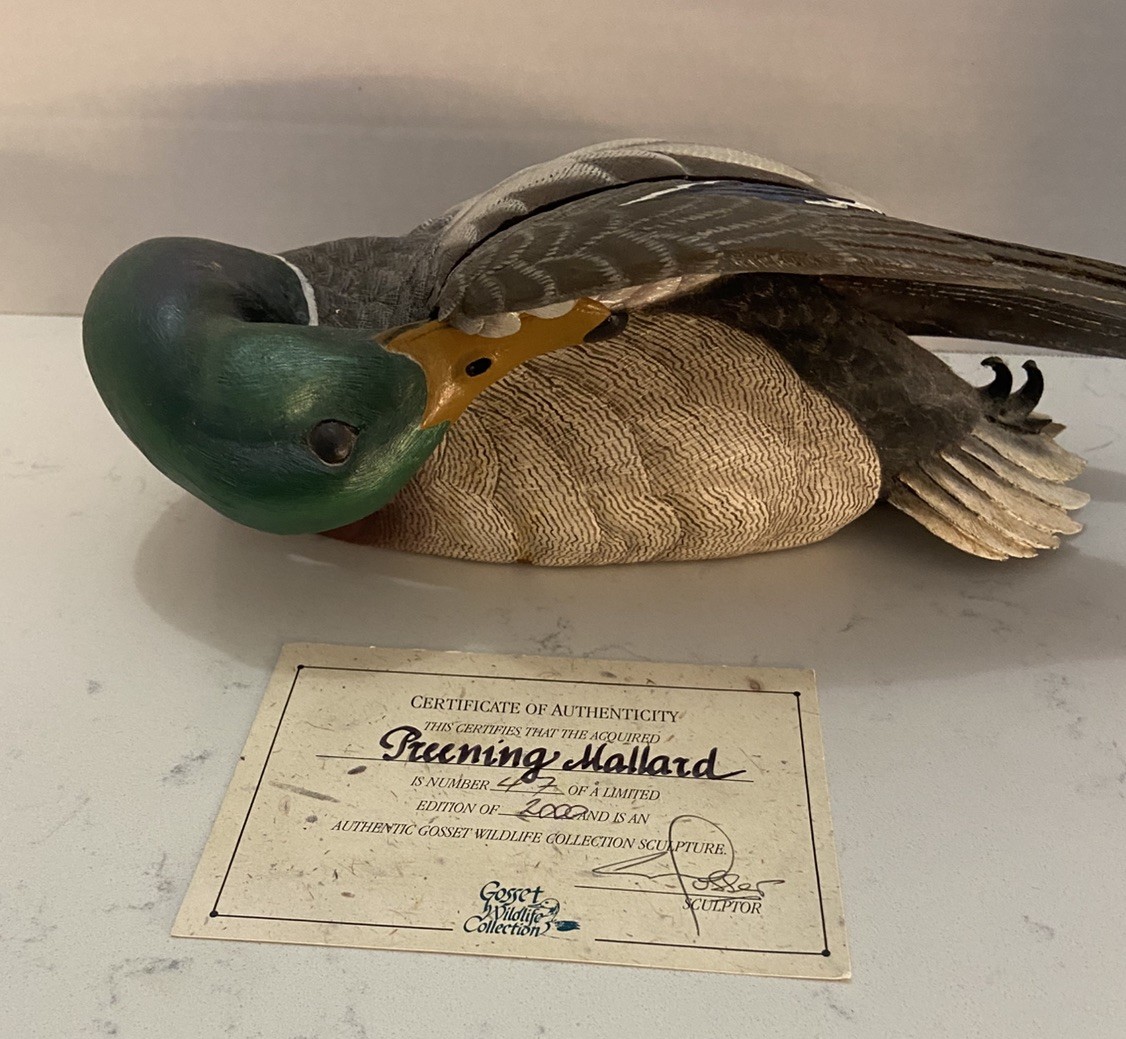 Vtg Gosset Wildlife Collection Preening Mallard DUCK - Ltd Ed 47/2000 CND decoy Vtg Gosset Wildlife Collection Preening Mallard DUCK - Ltd Ed 47/2000 CND decoy