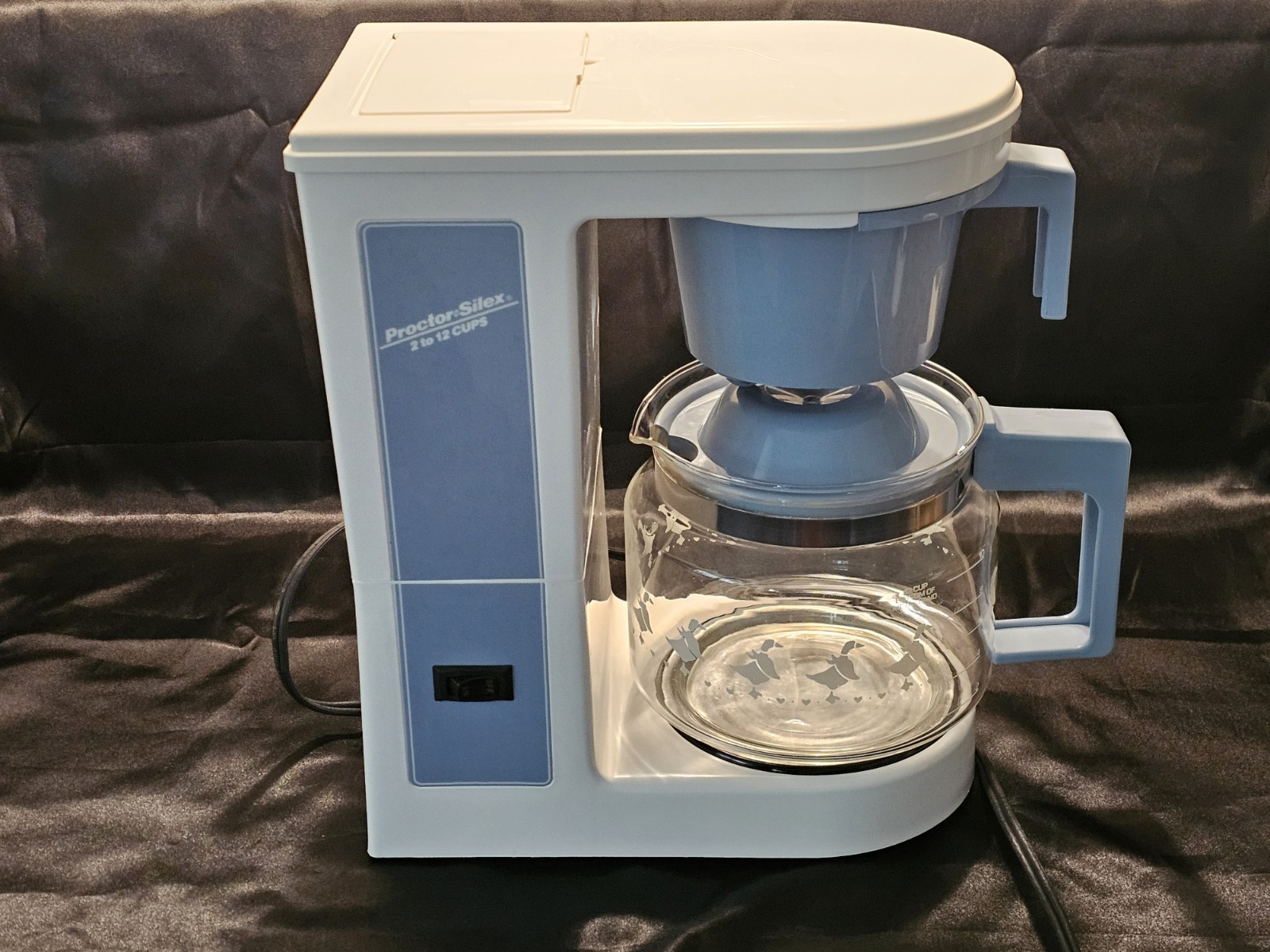 Vintage Proctor-Silex Marmalade Line Country Ribbon Goose 2-12 Cup Coffee Maker