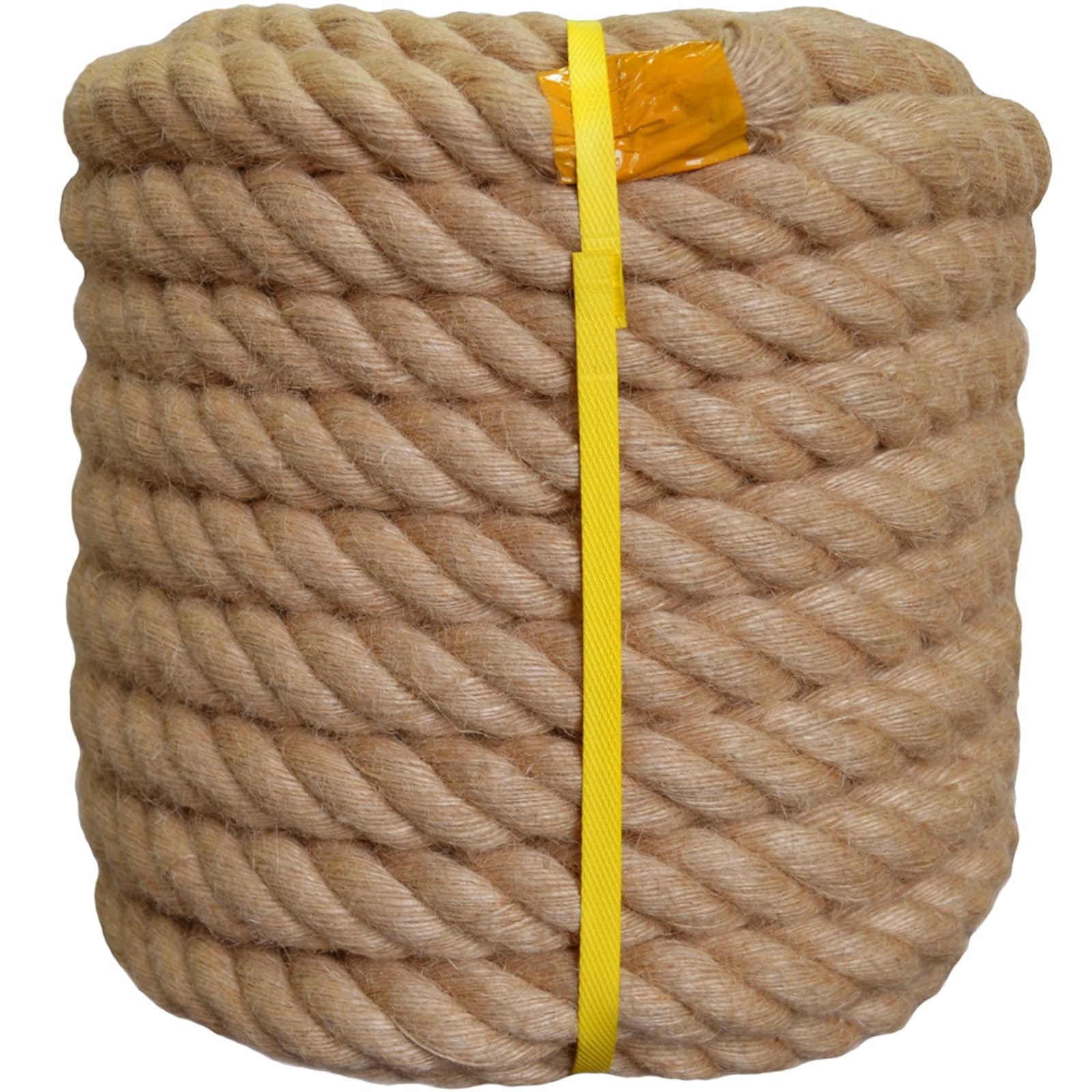 Natural Jute Hemp Rope (1.5 Inch x 50 Feet) Thick 1.5 x 50 Feet, Brown
