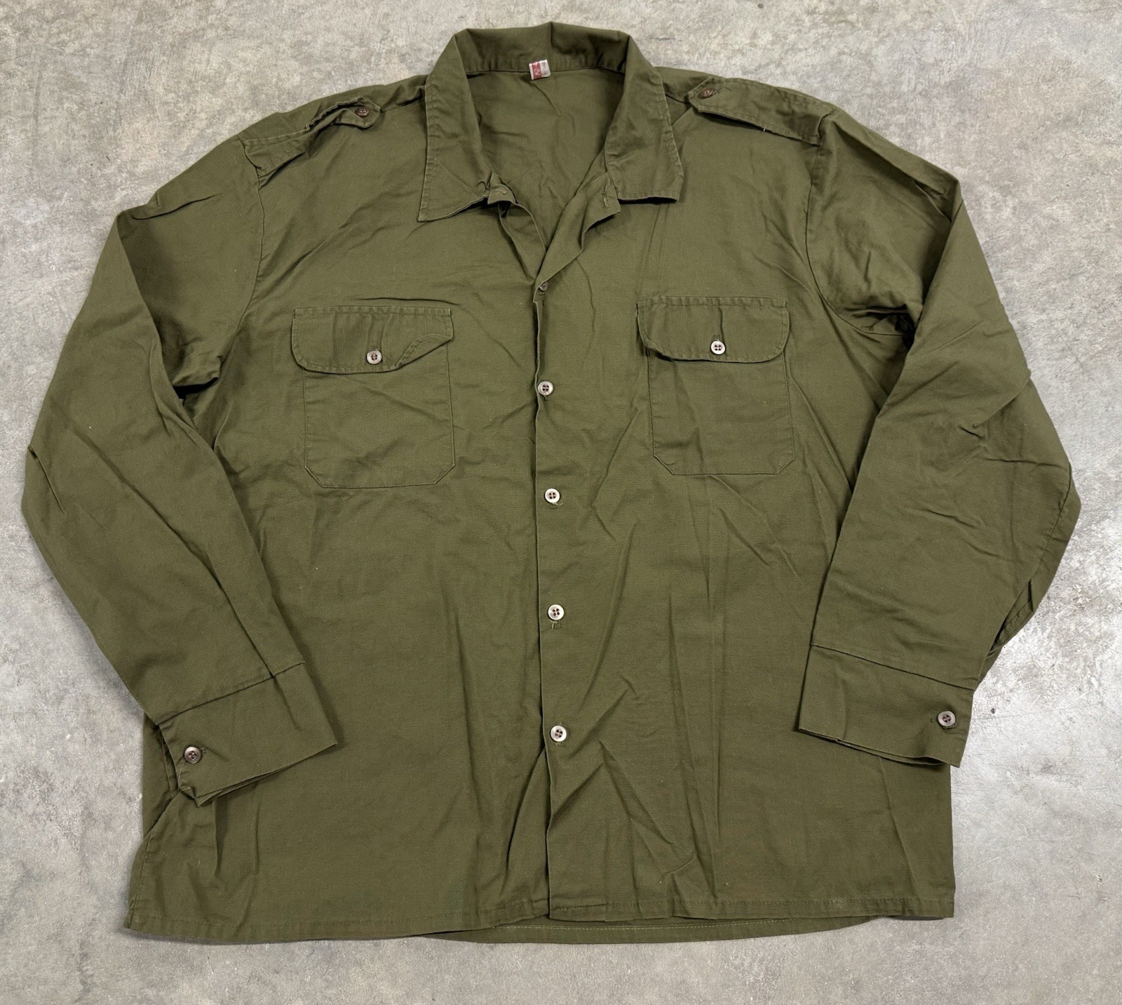 Vintage Israeli Defense Force Army Uniform Shirt IDF Cotton Green 1970s Military