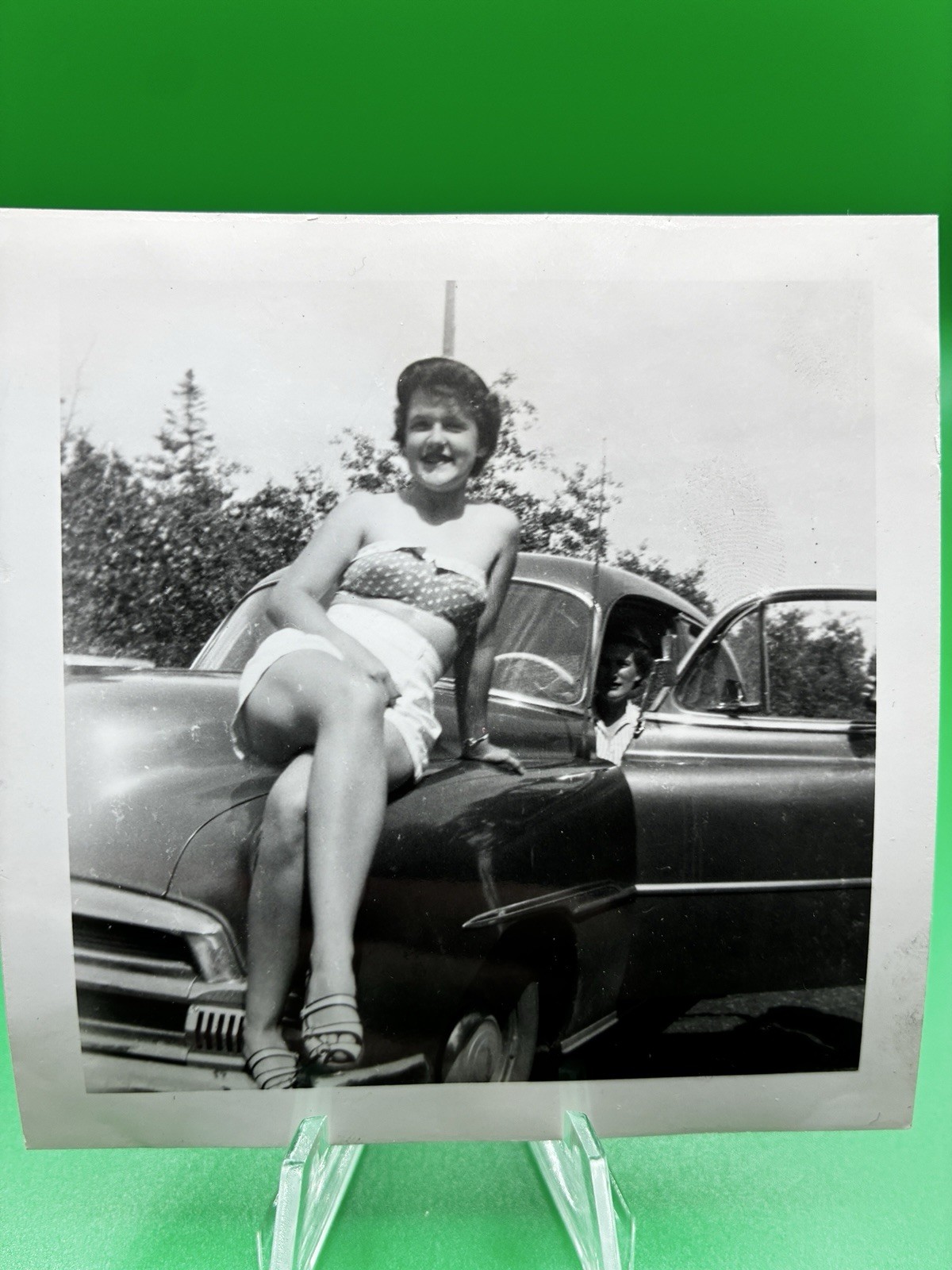 1954 Vintage Woman Swimsuit Early 1950s Oldsmobile Car Belfast Original Photo