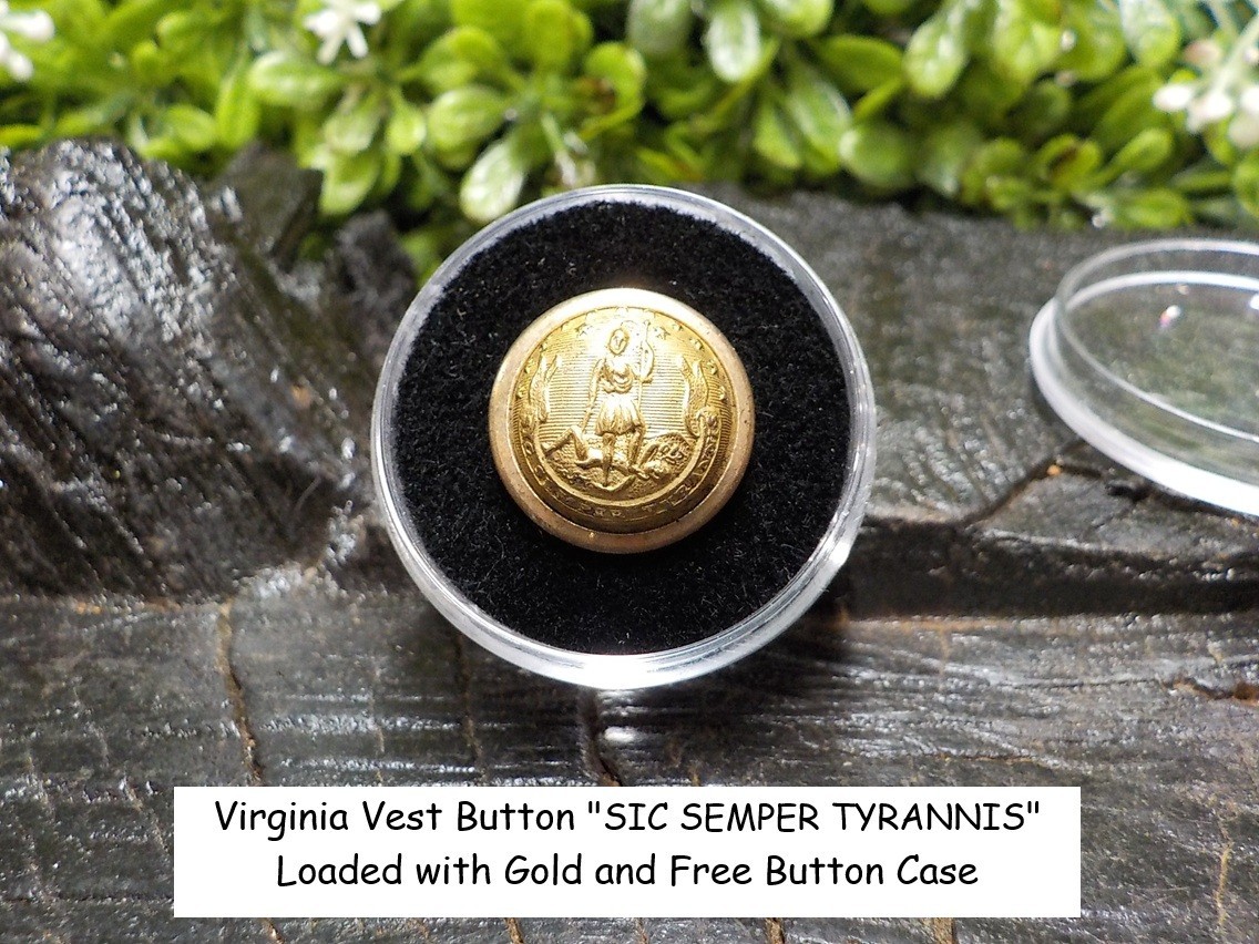 Rare Vintage Antique War Relic VA. State Seal Button Loaded with Gold Free Case Rare Vintage Antique War Relic VA. State Seal Button Loaded with Gold Free Case
