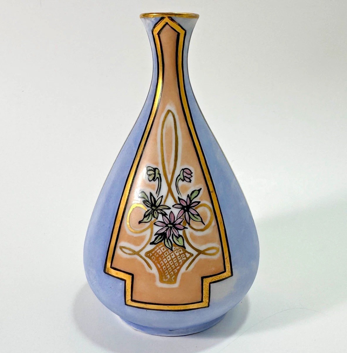 Antique Bud Vase O&EG Royal Austria Hand Painted Art Nouveau Porcelain Gold Gil