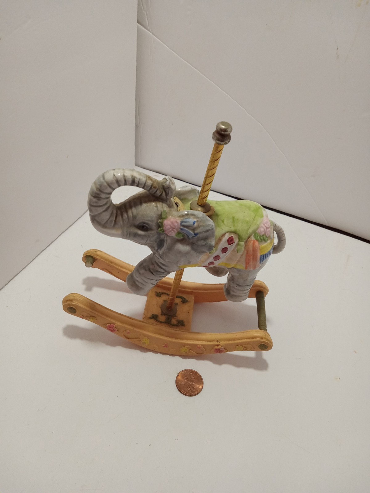 Collectible Ceramic Elephant on a Carasel