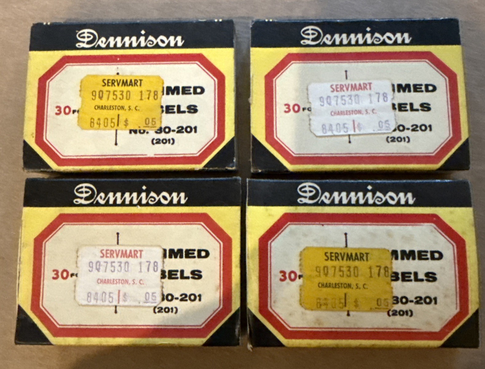 1950’s Dennison Gummed Labels (Lot of 4 Boxes) NOS Rare Vintage USA Made