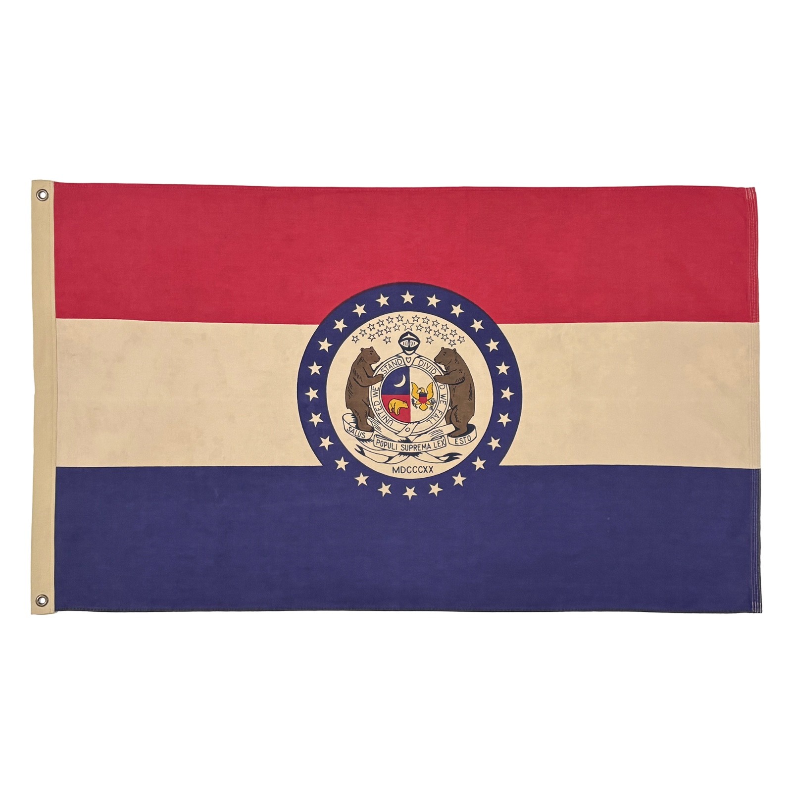 Vintage Cotton Overdyed Missouri State Flag Cloth Old Textile Art USA American