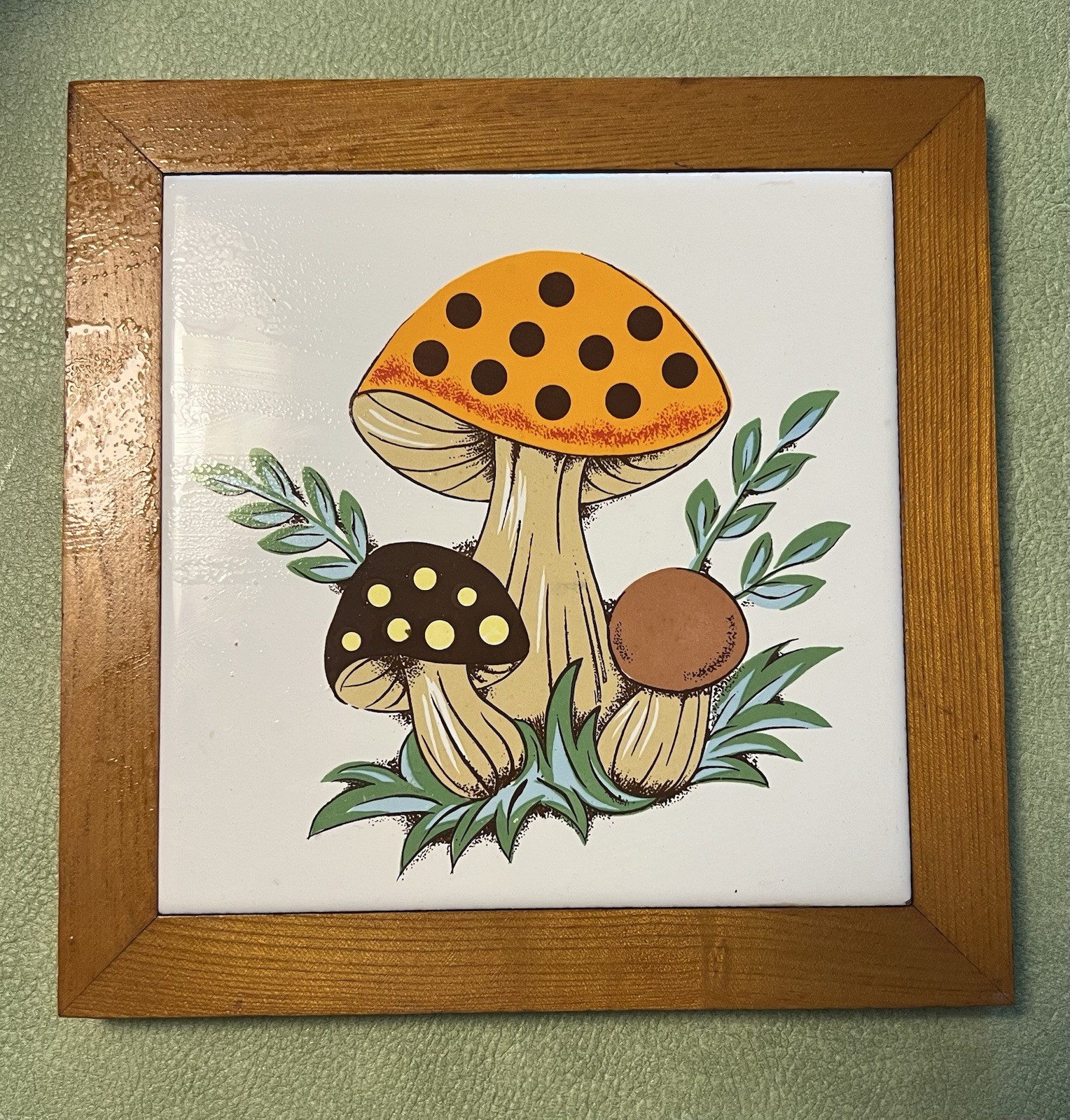 Vintage Merry Mushroom Wall Tile / Trivet