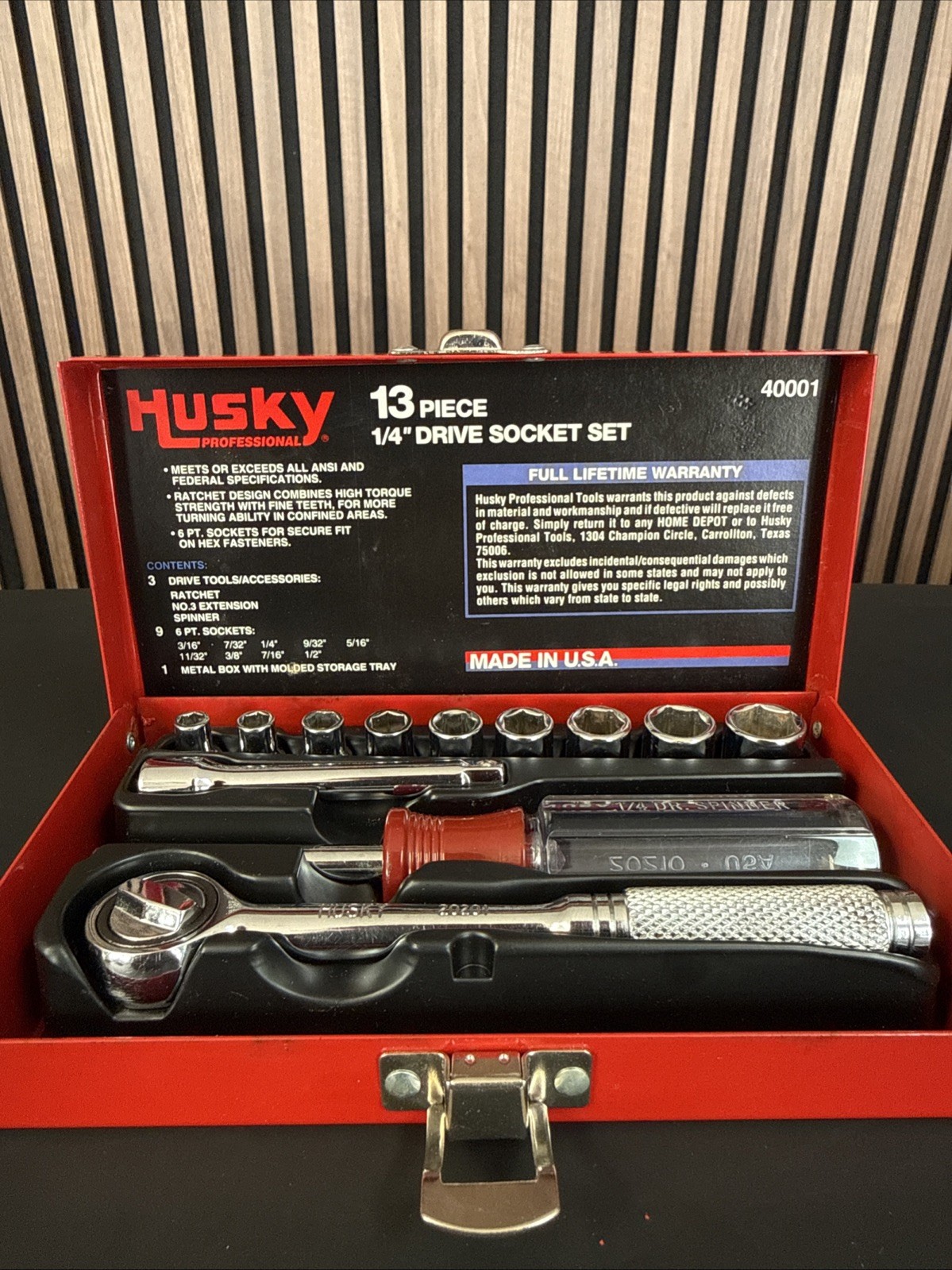 Husky Professional USA Nos 1/4” Drive Sae Socket Set Rare 40001