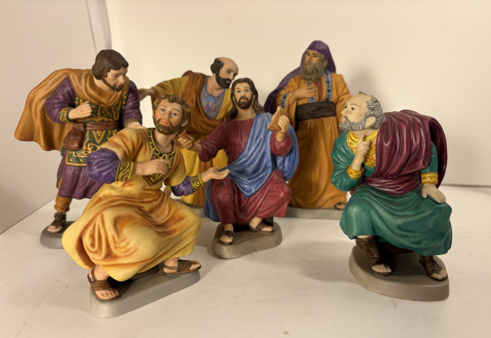 Franklin Mint 1989 Last Supper - Jesus & 5 Apostles - Porcelain Figurines