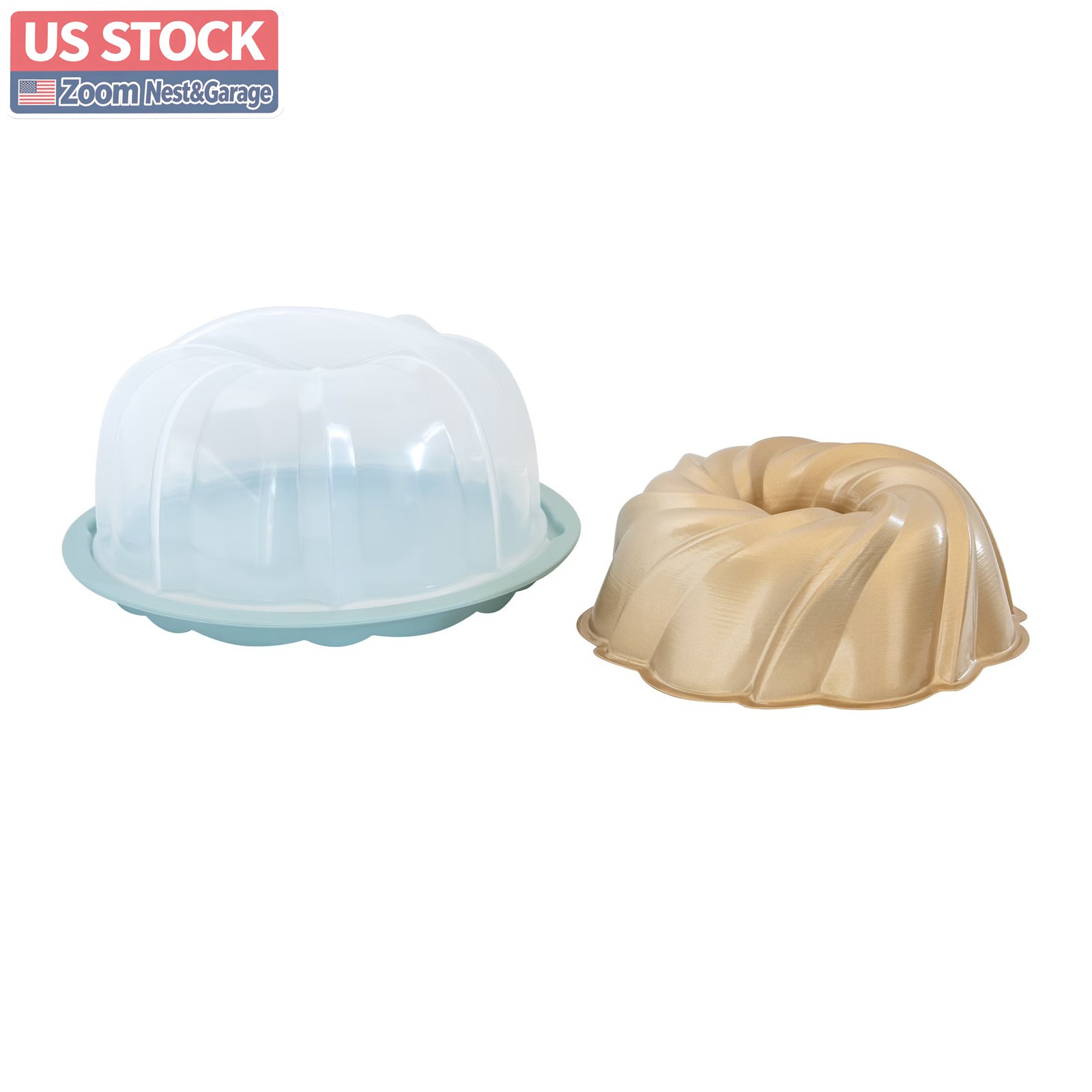 US Stock Nordic Ware 3-Pc Bundt Bakeware Set, 10 Cup Nonstick Aluminum, Lid