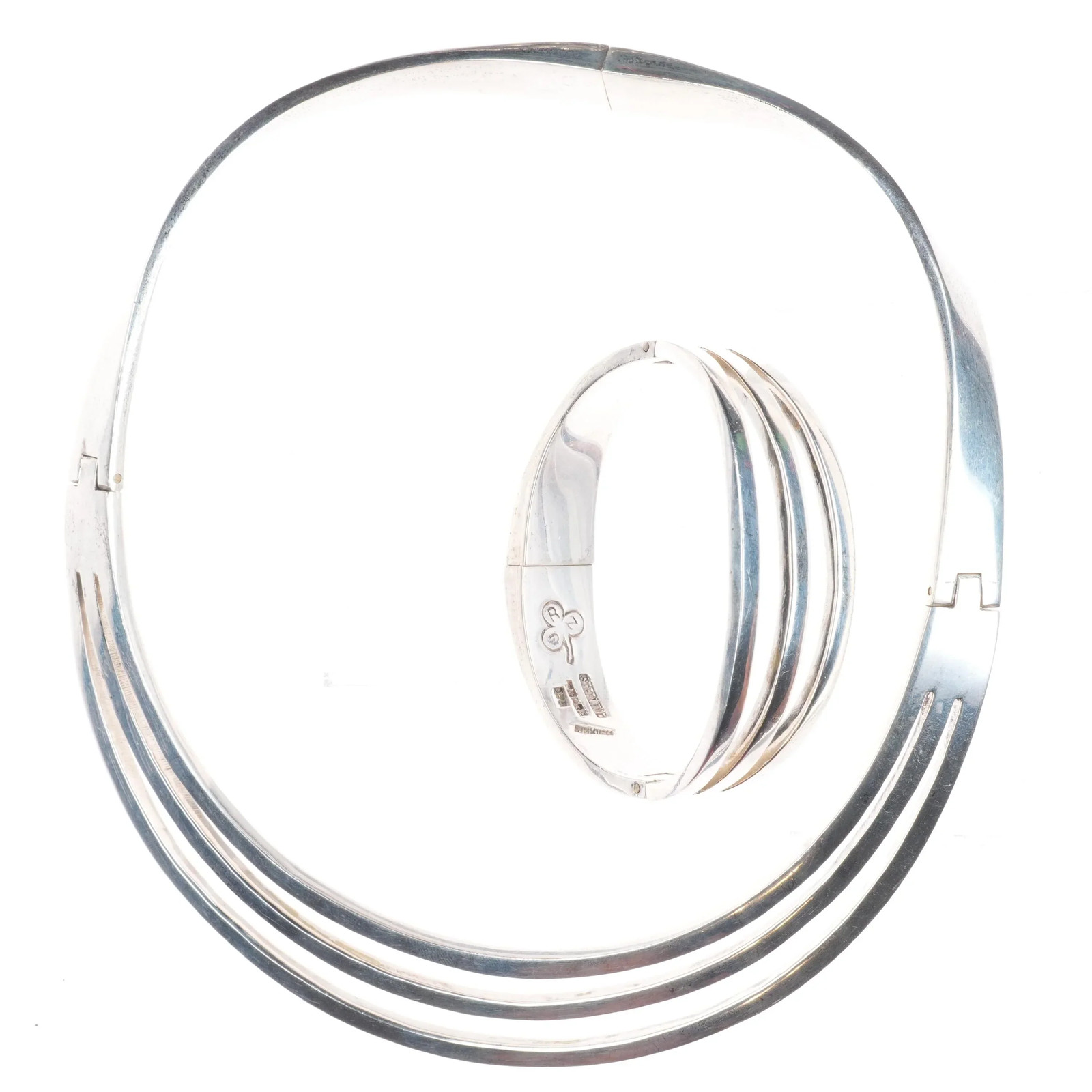 Heavy vintage sterling silver Mexican modernist bar choker/bangle bracelet Heavy vintage sterling silver Mexican modernist bar choker/bangle bracelet