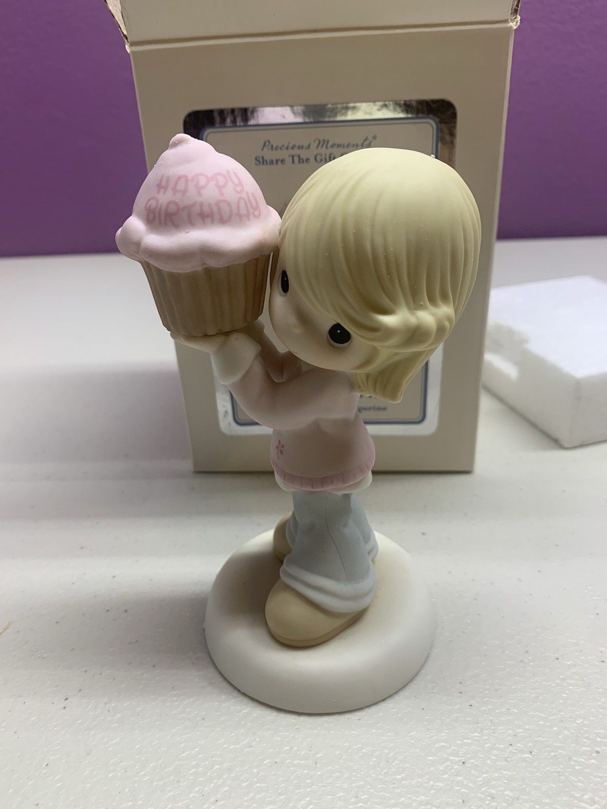 Precious Moments Girl Holding Birthday Cupcake Figurine Happy Birthday #112011