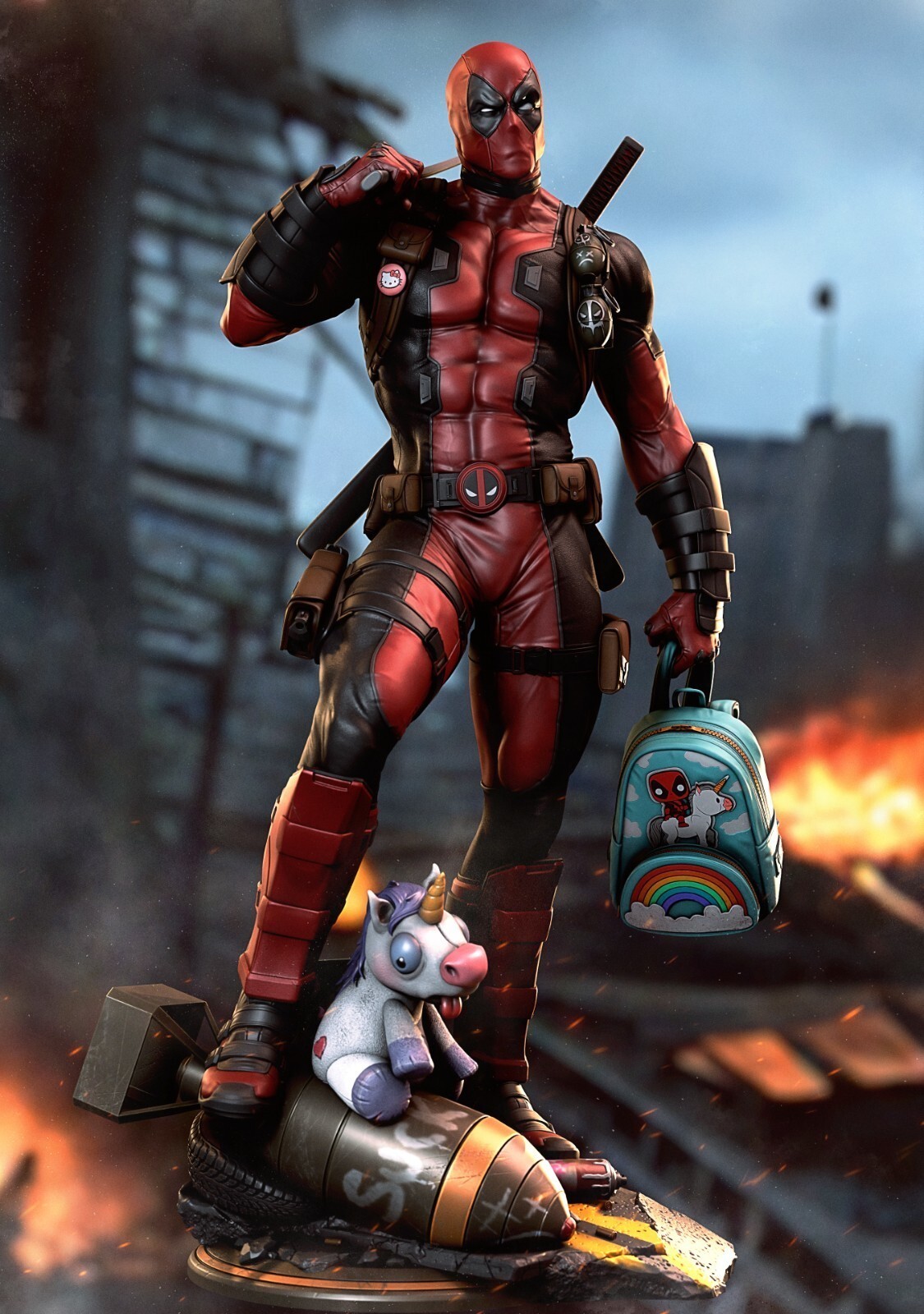 1:8 Deadpool Unkillable Bastard UNPAINTED High Quality Garage Kit