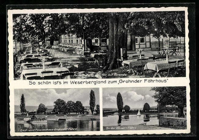 Grohnde/Weser, Guest House Grohnder Ferry House, Weser Ferry, Postcard Grohnde/Weser, Guest House Grohnder Ferry House, Weser Ferry, Postcard