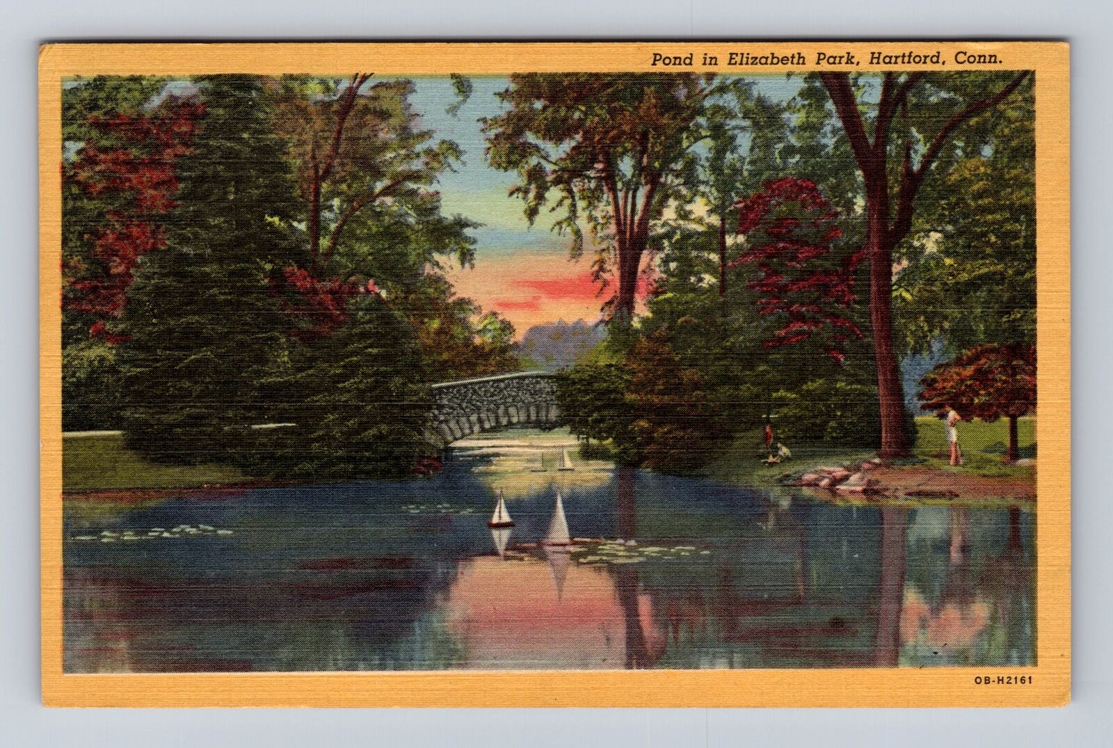 Hartford CT-Connecticut, Pond In Elizabeth Park, Antique, Vintage c1915 Postcard